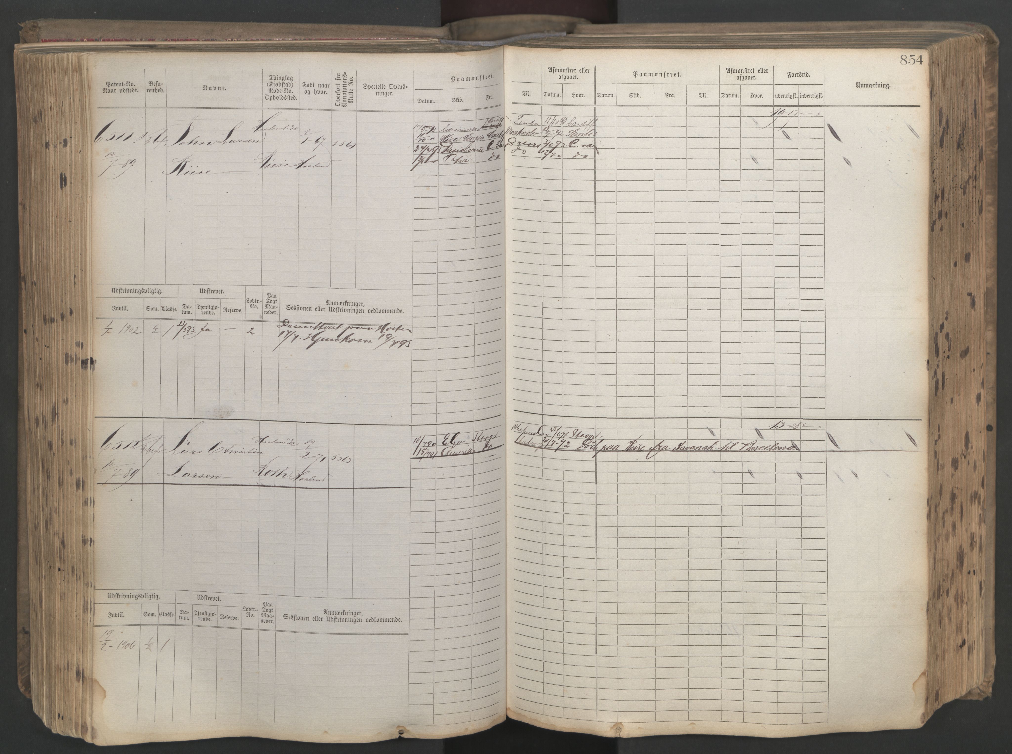 Stavanger sjømannskontor, AV/SAST-A-102006/F/Fb/Fbb/L0021: Sjøfartshovedrulle patnentnr. 6005-7204 (dublett), 1887, p. 258