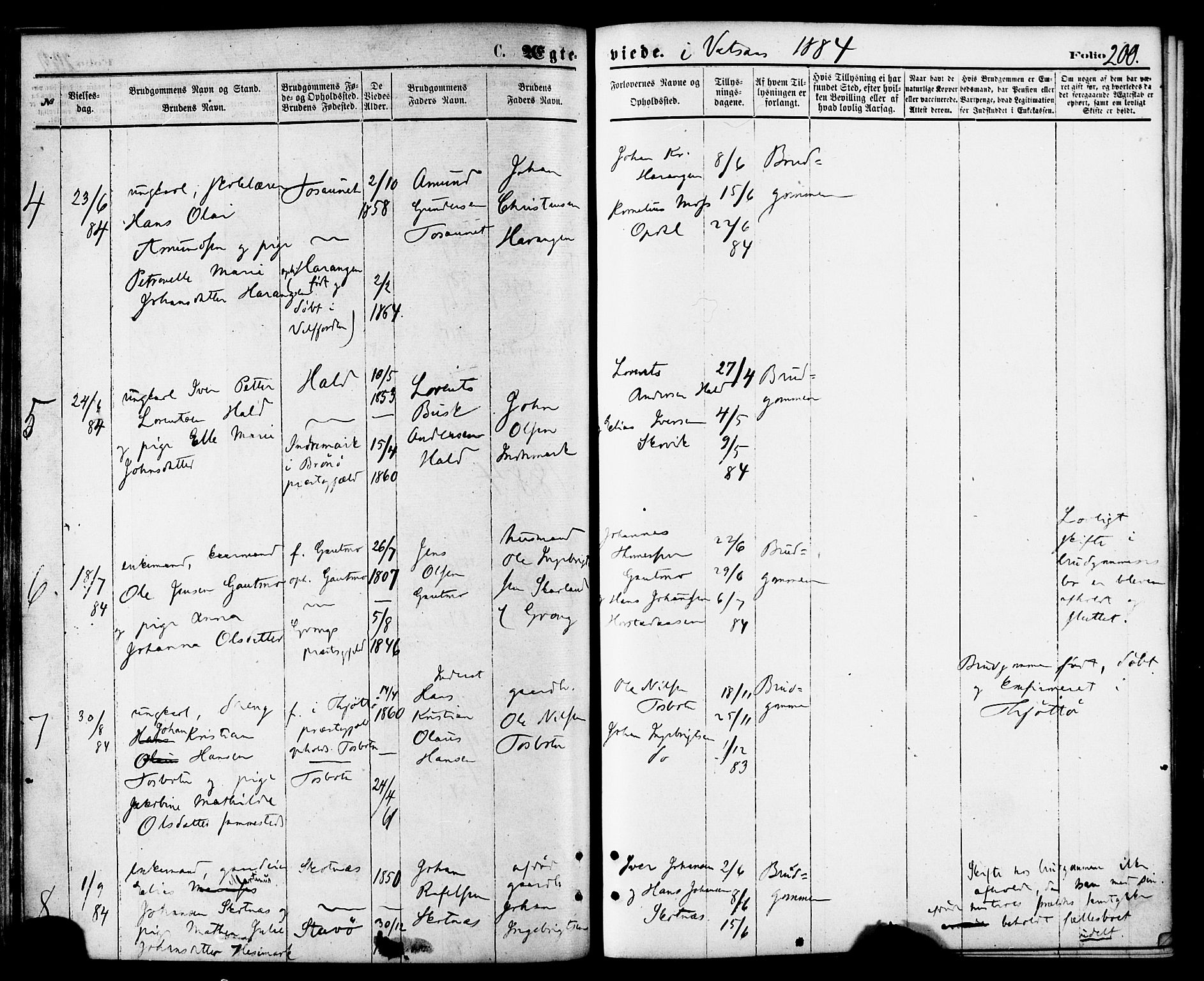 Ministerialprotokoller, klokkerbøker og fødselsregistre - Nordland, AV/SAT-A-1459/810/L0148: Parish register (official) no. 810A09 /1, 1874-1884, p. 200