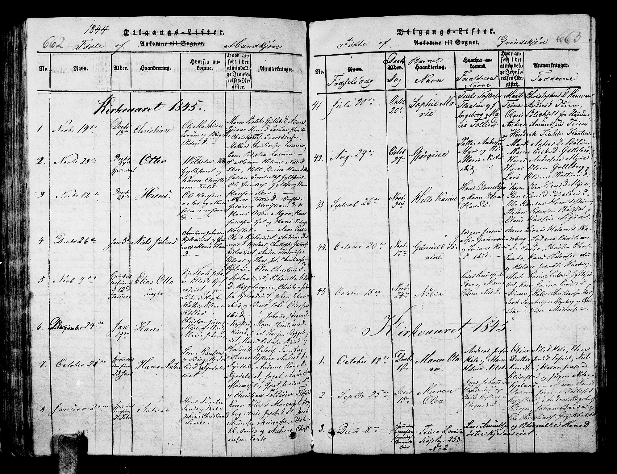Sande Kirkebøker, SAKO/A-53/G/Ga/L0001: Parish register (copy) no. 1, 1814-1847, p. 662-663