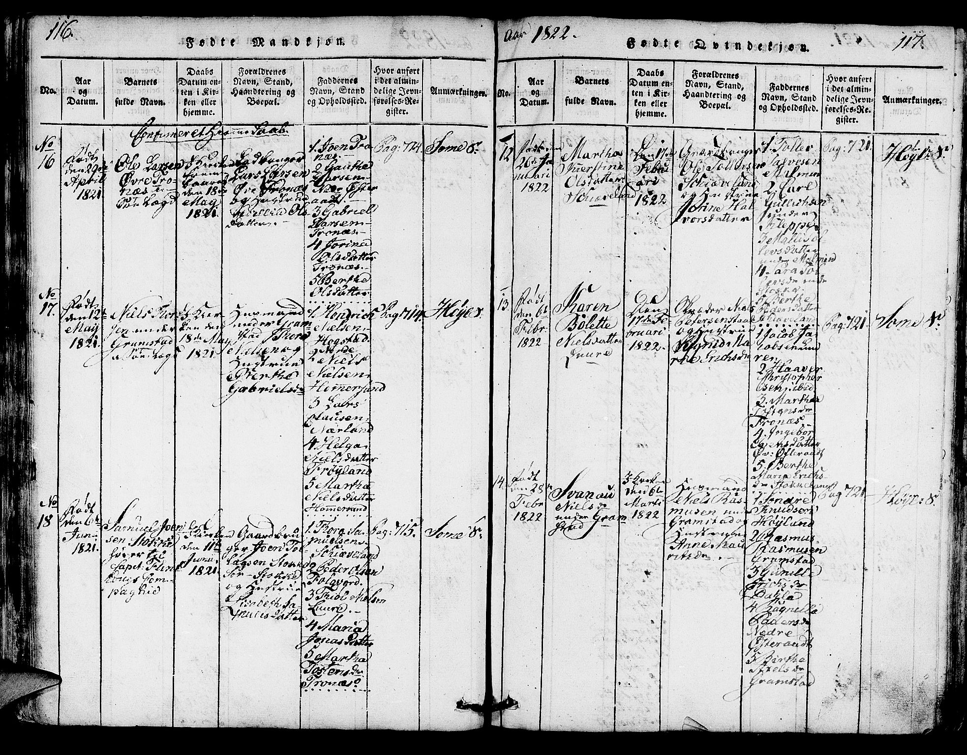 Høyland sokneprestkontor, SAST/A-101799/001/30BA/L0006: Parish register (official) no. A 6, 1815-1825, p. 116-117