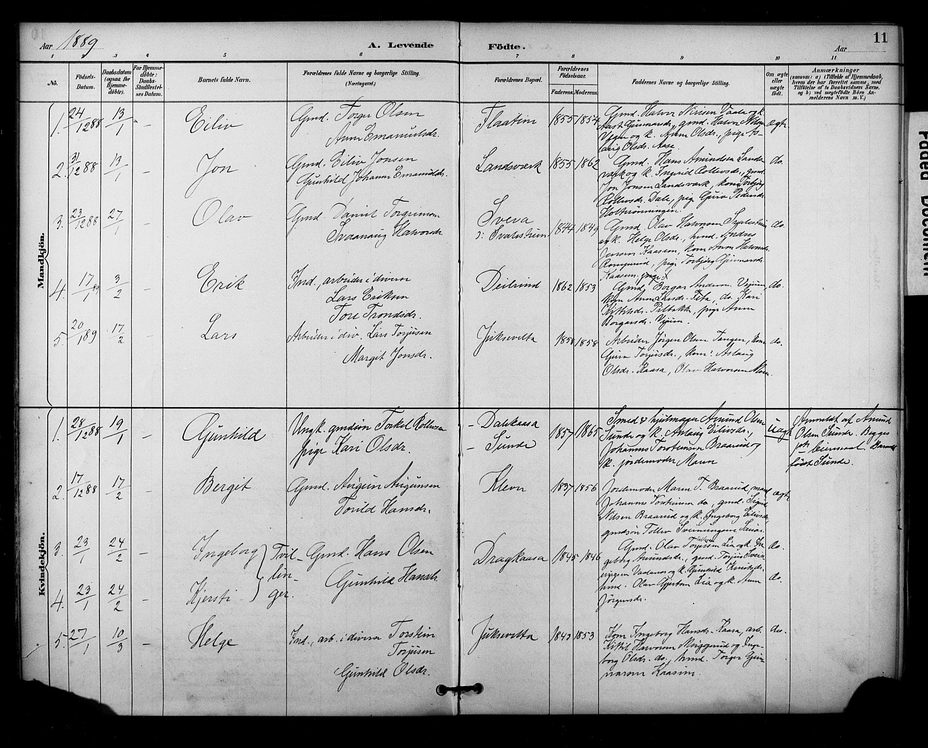 Sauherad kirkebøker, SAKO/A-298/F/Fa/L0009: Parish register (official) no. I 9, 1887-1912, p. 11