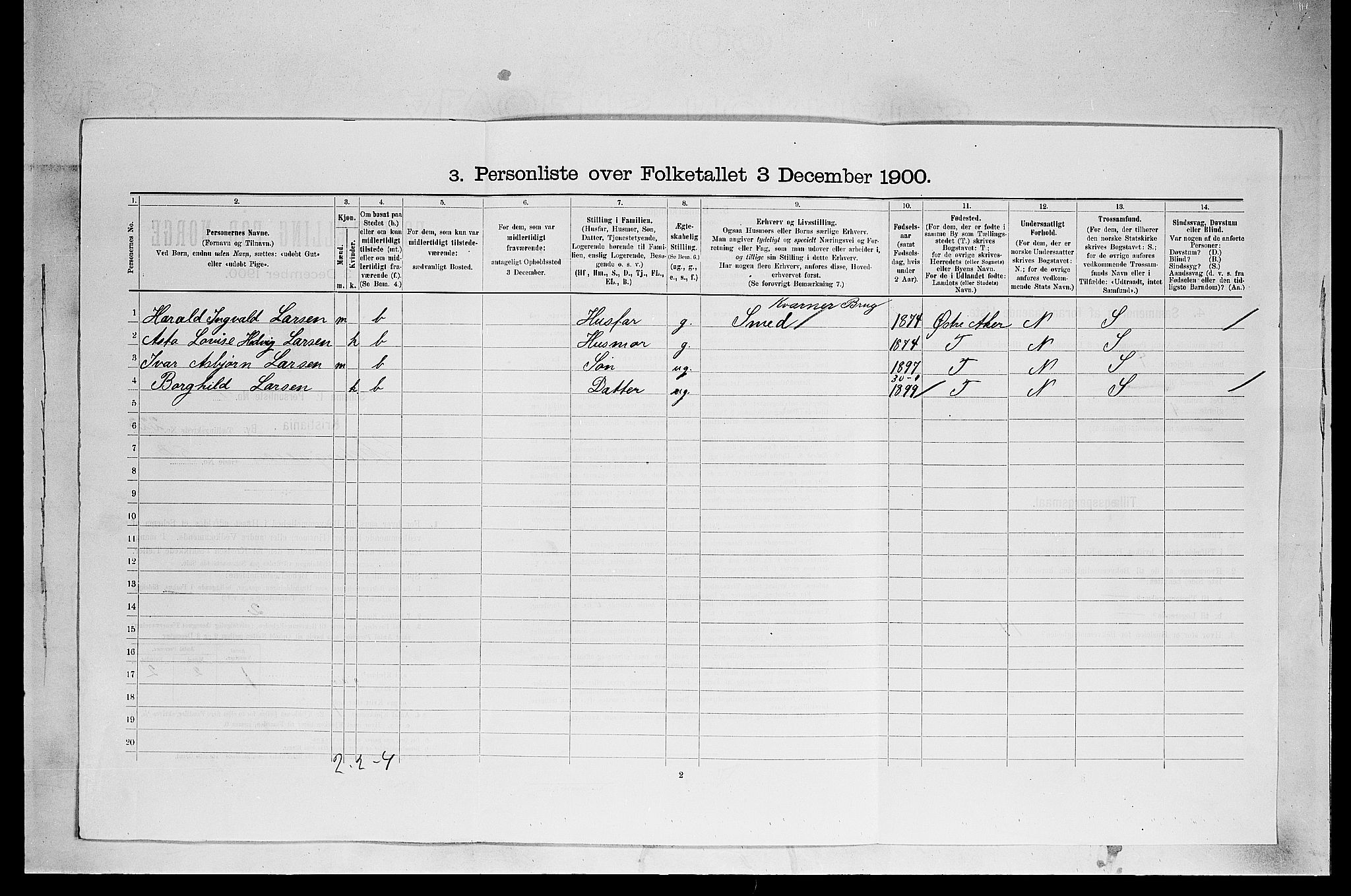 SAO, 1900 census for Kristiania, 1900, p. 18747