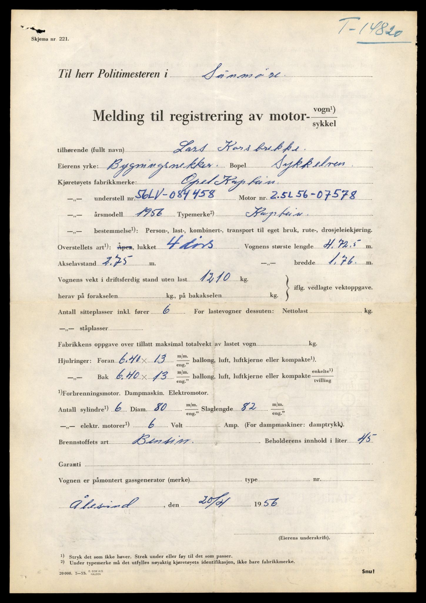 Møre og Romsdal vegkontor - Ålesund trafikkstasjon, AV/SAT-A-4099/F/Fe/L0048: Registreringskort for kjøretøy T 14721 - T 14863, 1927-1998, p. 2257