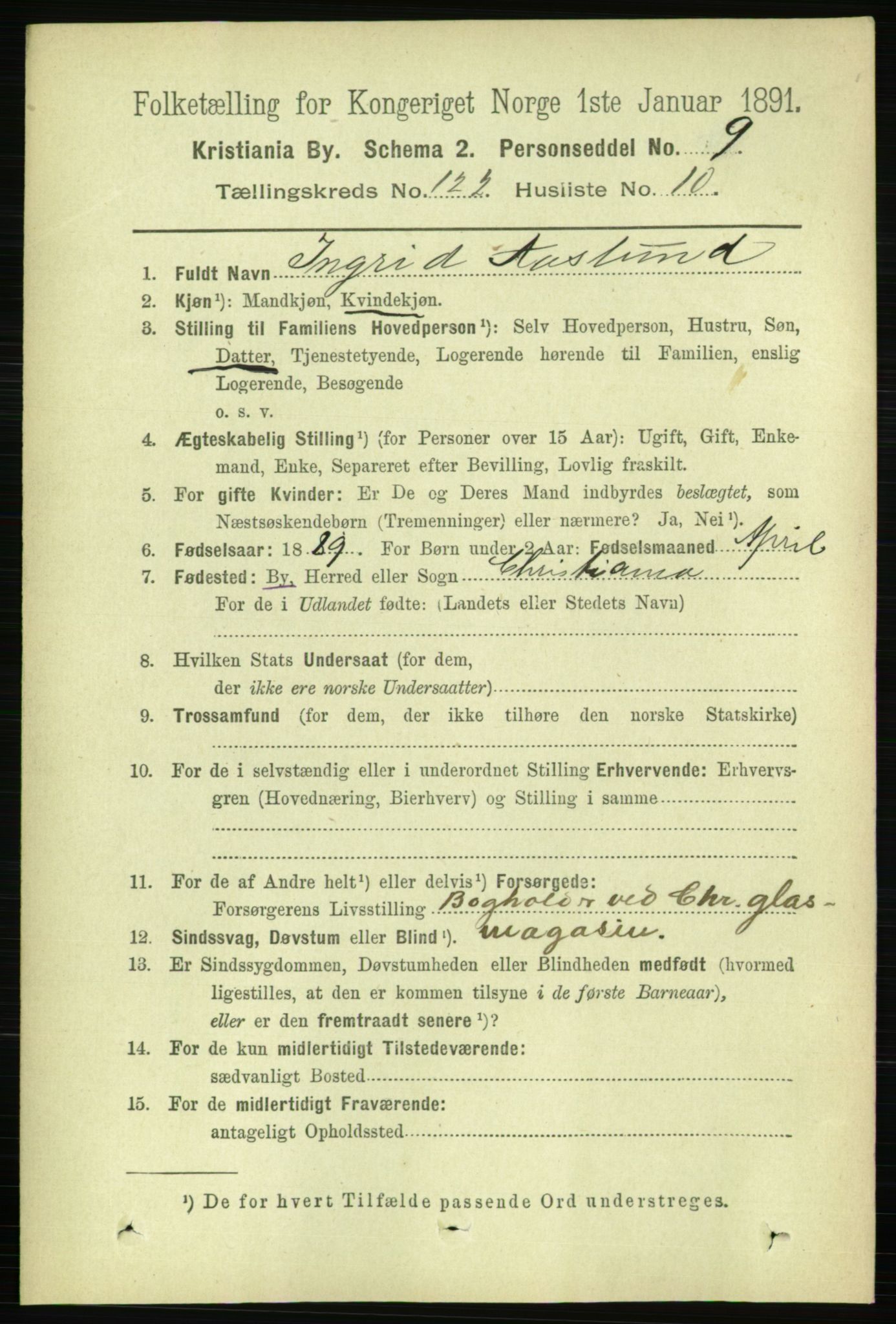 RA, 1891 census for 0301 Kristiania, 1891, p. 65036