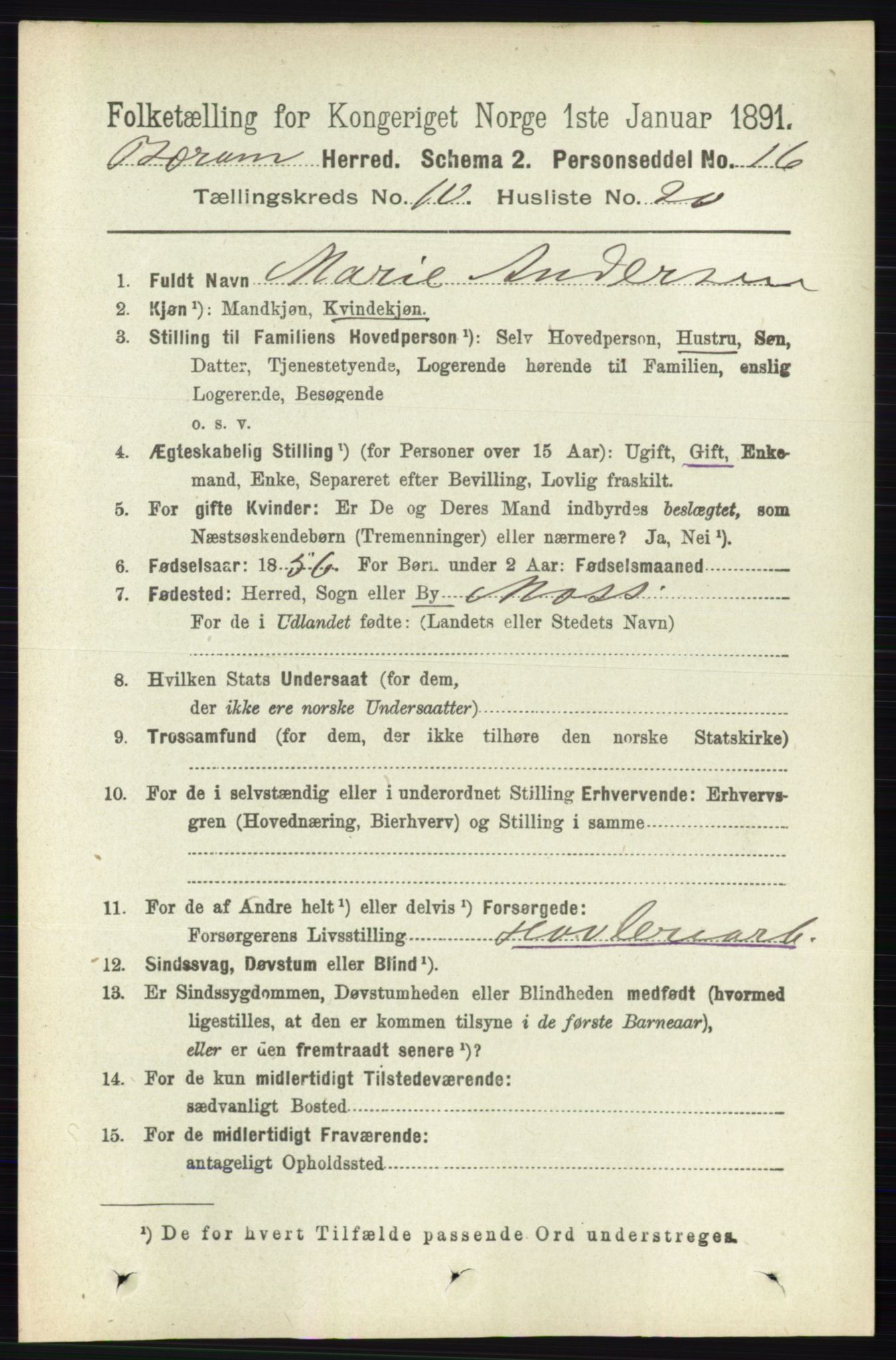 RA, 1891 census for 0219 Bærum, 1891, p. 6720