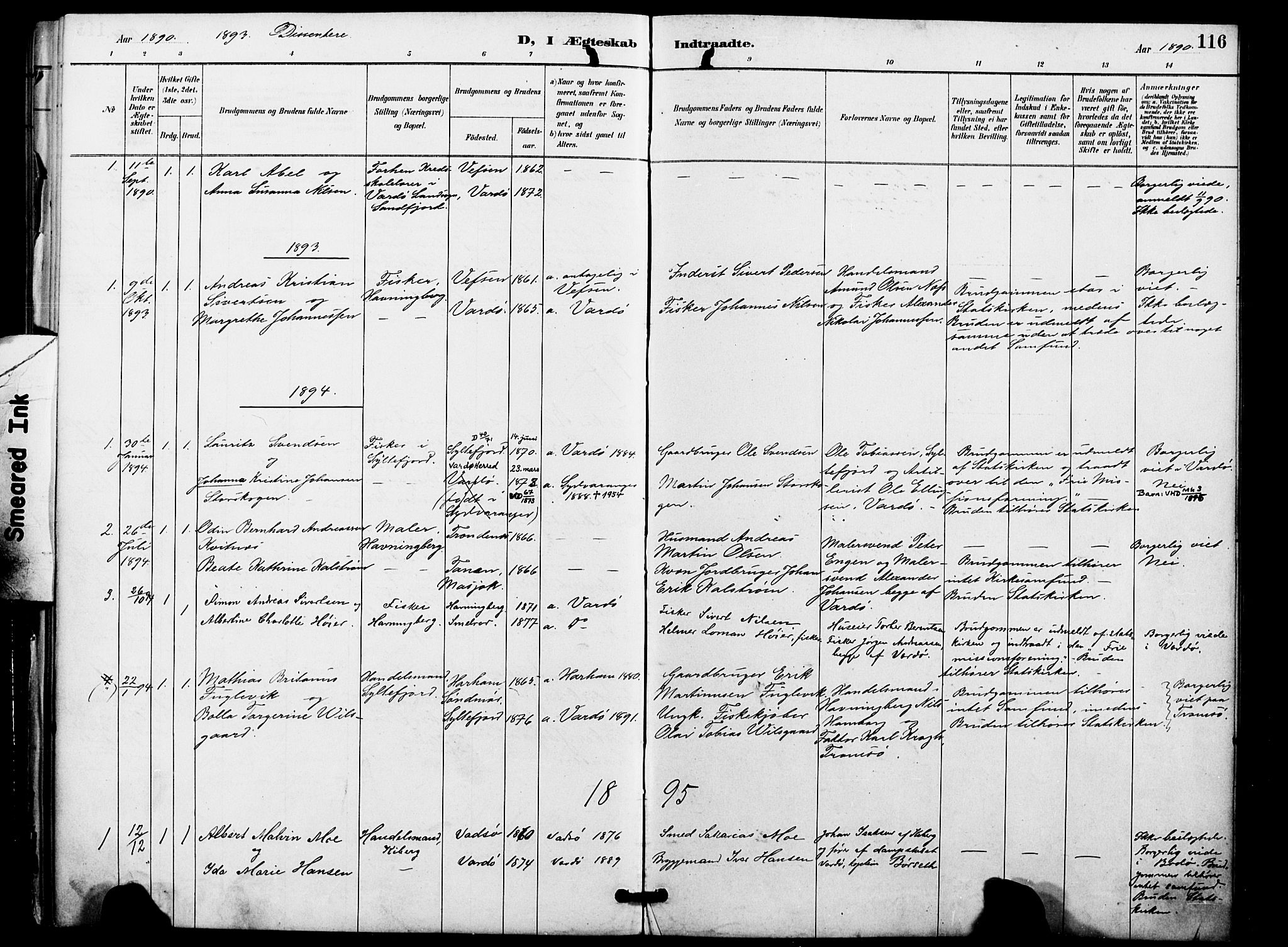 Vardø sokneprestkontor, SATØ/S-1332/H/Ha/L0009kirke: Parish register (official) no. 9, 1887-1898, p. 116