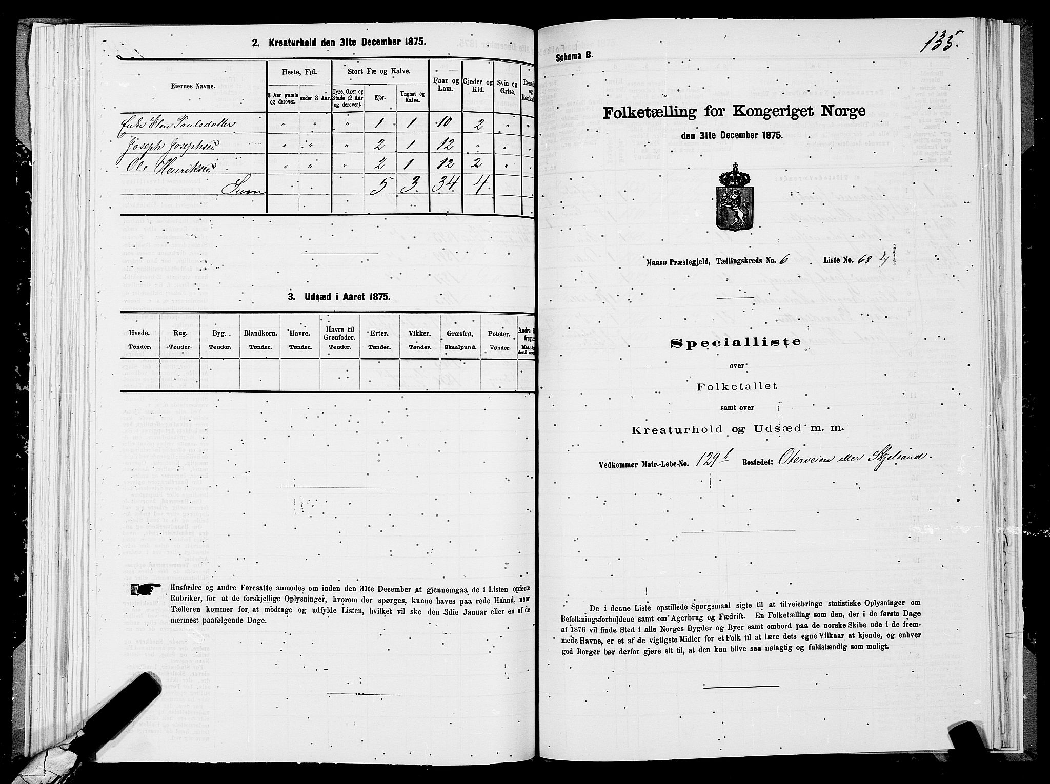 SATØ, 1875 census for 2018P Måsøy, 1875, p. 1135