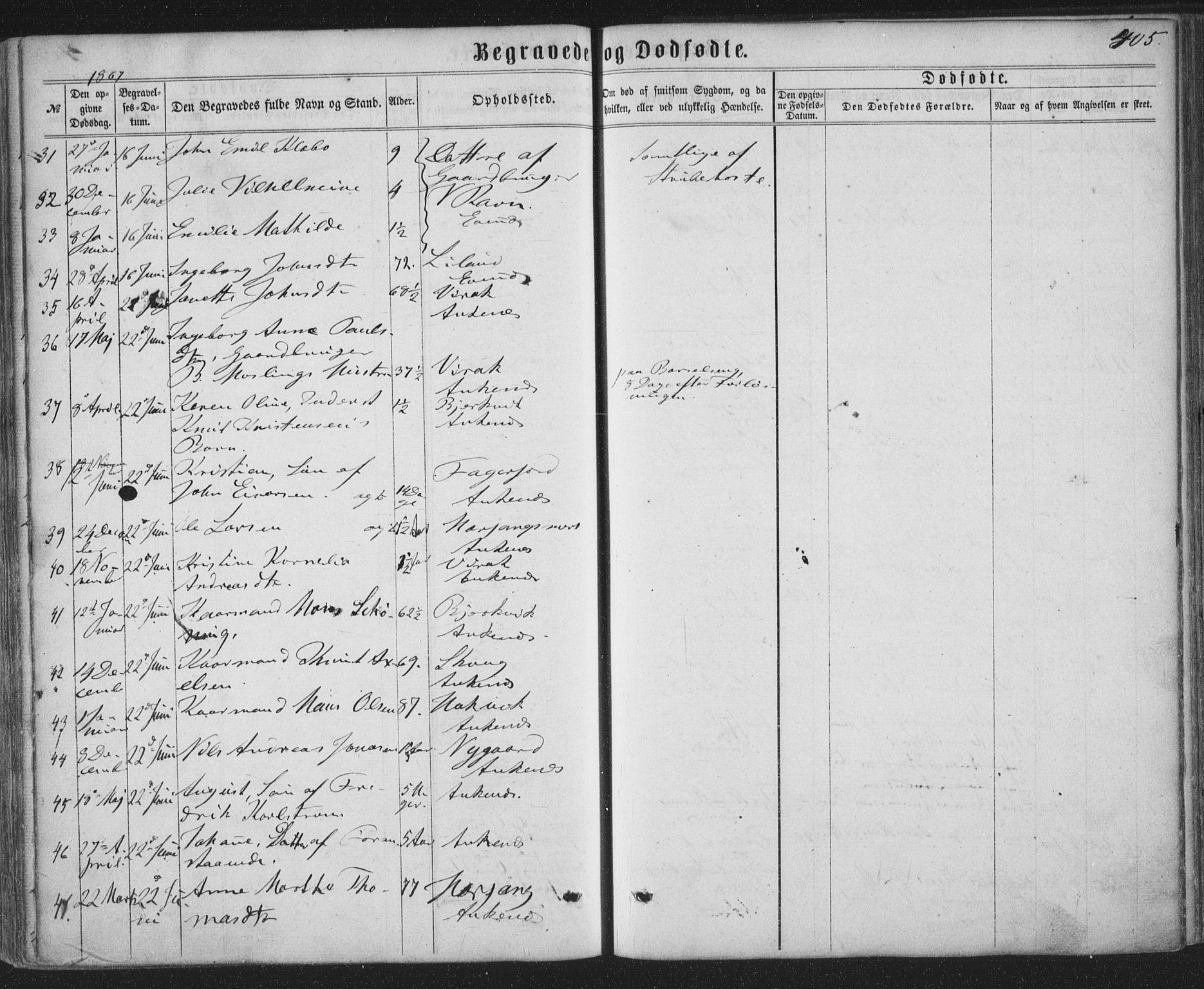 Ministerialprotokoller, klokkerbøker og fødselsregistre - Nordland, SAT/A-1459/863/L0896: Parish register (official) no. 863A08, 1861-1871, p. 405