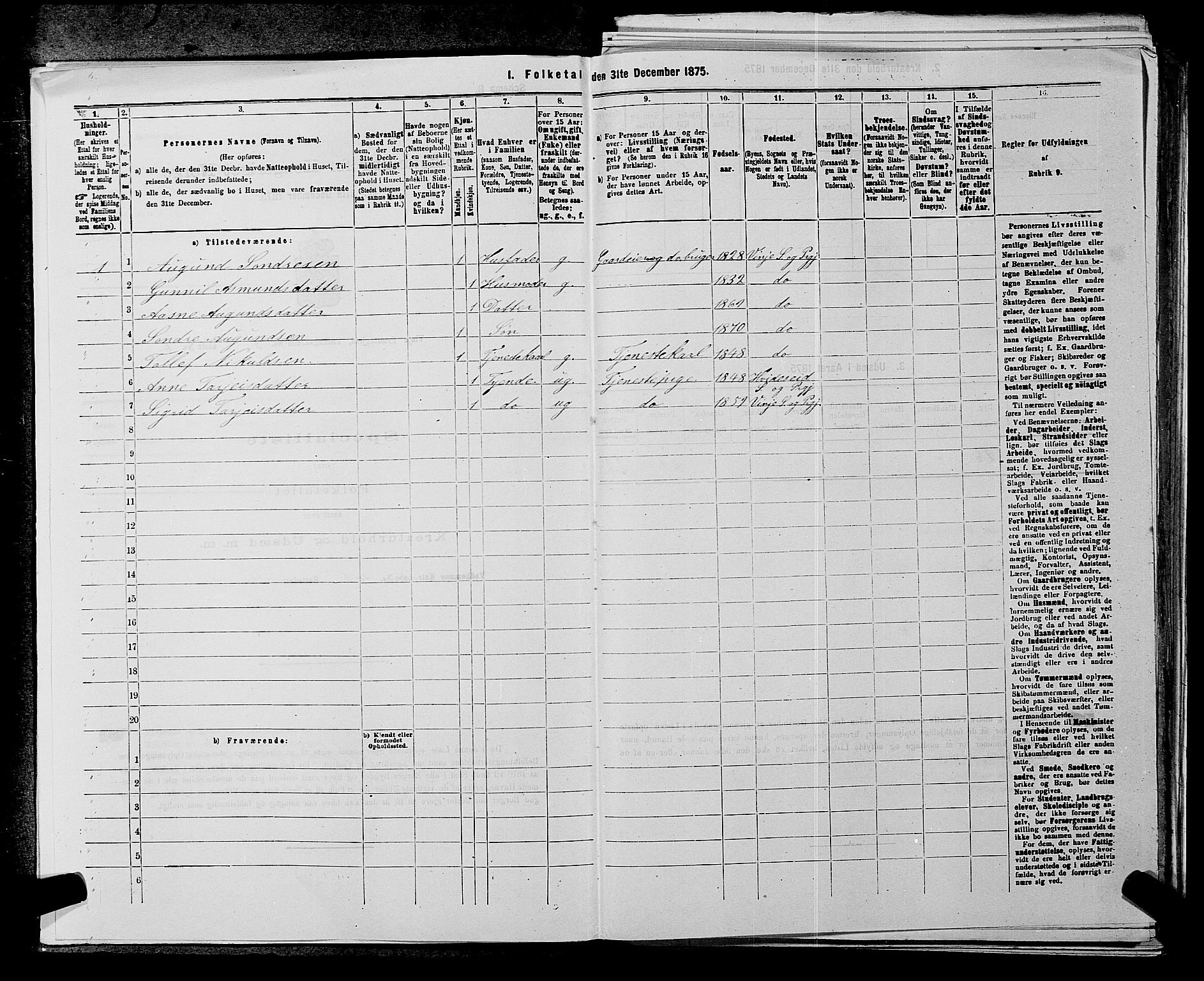 SAKO, 1875 census for 0834P Vinje, 1875, p. 238