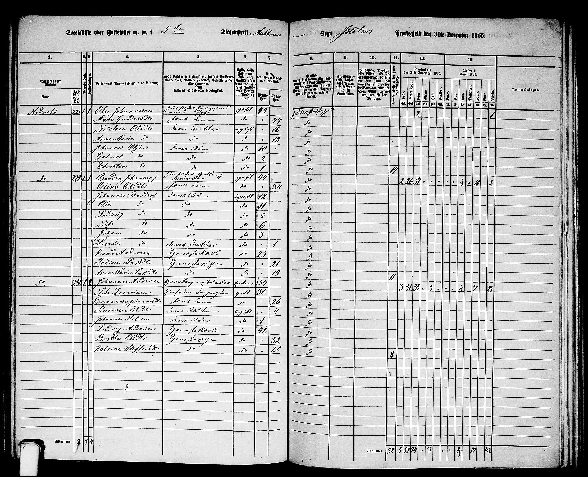 RA, 1865 census for Jølster, 1865, p. 118