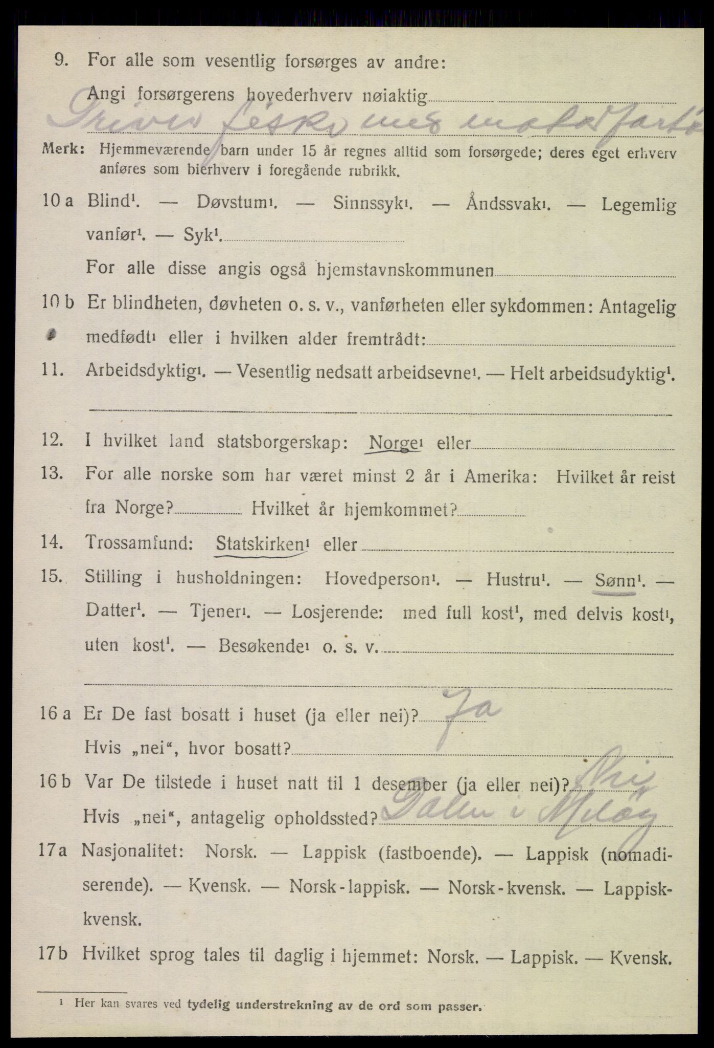 SAT, 1920 census for Gildeskål, 1920, p. 1795