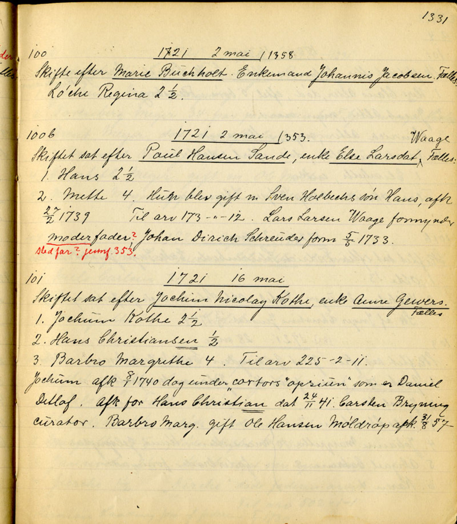 Sollied, Olaf og Thora - samlinger, AV/SAB-SAB/DA-0401/01/L0011/0001: Skifte: Utdrag av registreringsprotokoll / 96 Skifte: utdrag av registreringsprotokoll, 1675-1738, p. 1331