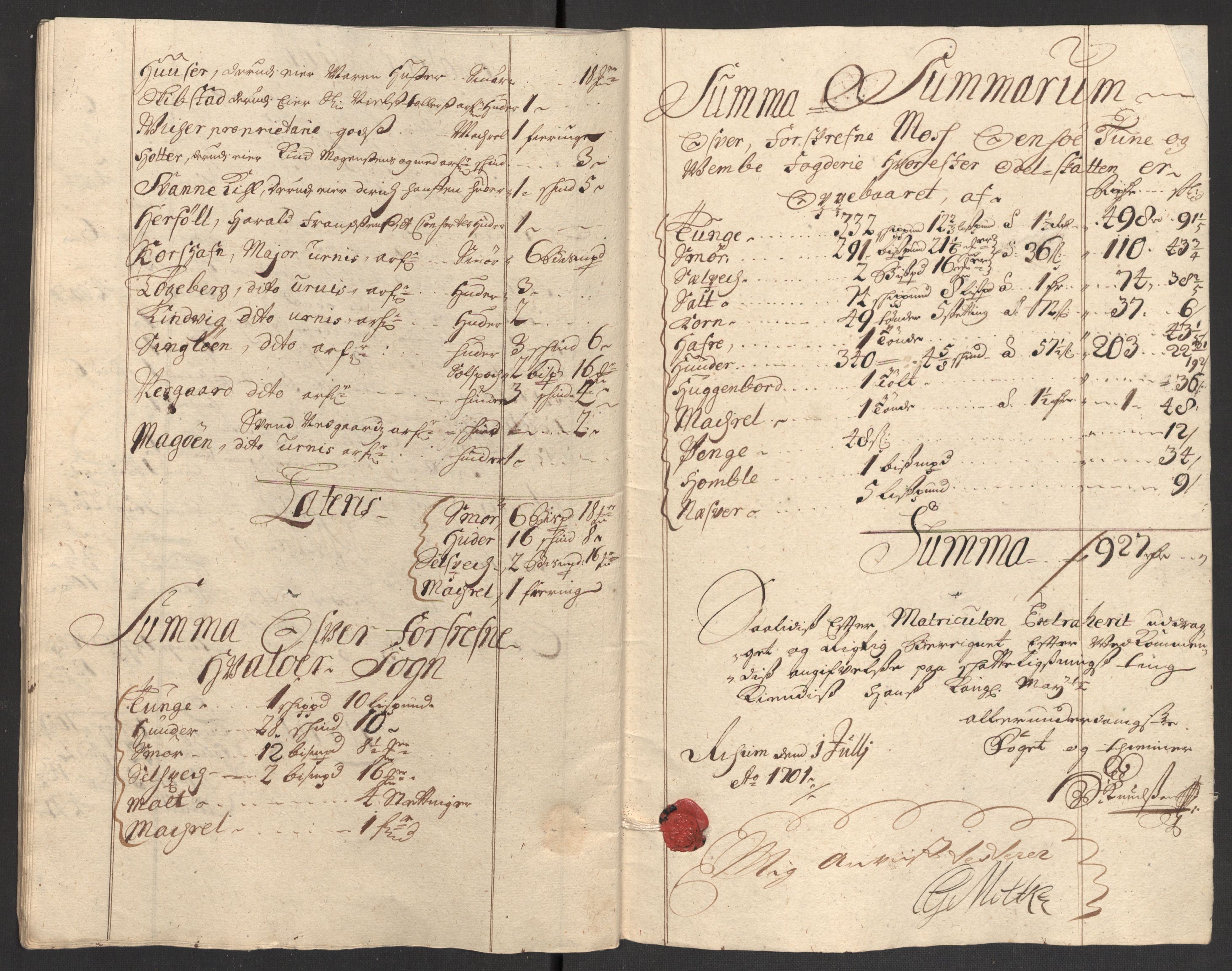 Rentekammeret inntil 1814, Reviderte regnskaper, Fogderegnskap, AV/RA-EA-4092/R04/L0130: Fogderegnskap Moss, Onsøy, Tune, Veme og Åbygge, 1701, p. 46