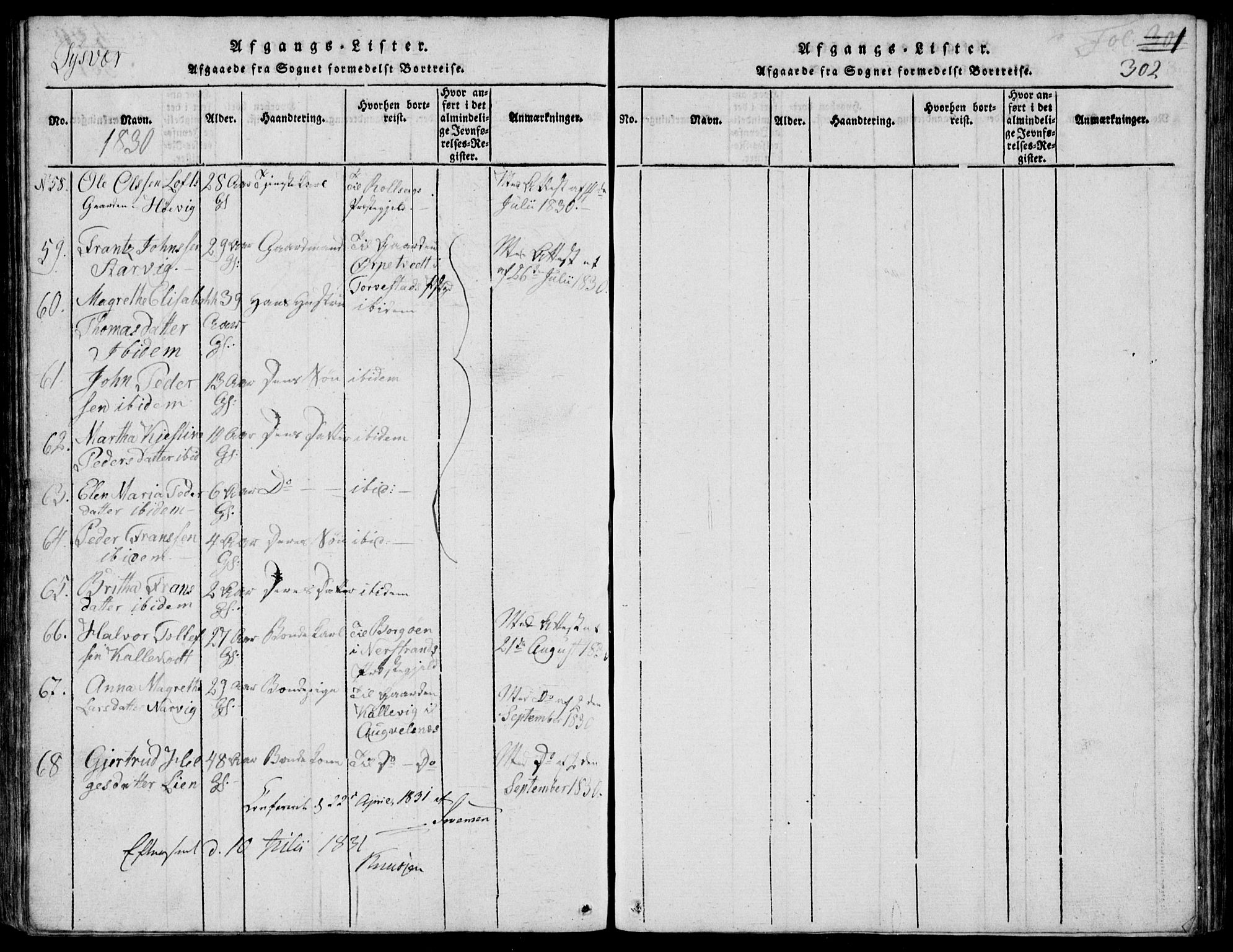 Skjold sokneprestkontor, AV/SAST-A-101847/H/Ha/Hab/L0002: Parish register (copy) no. B 2 /1, 1815-1830, p. 302