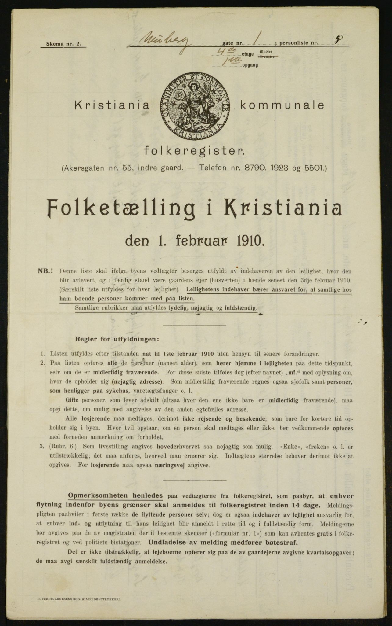 OBA, Municipal Census 1910 for Kristiania, 1910, p. 67329