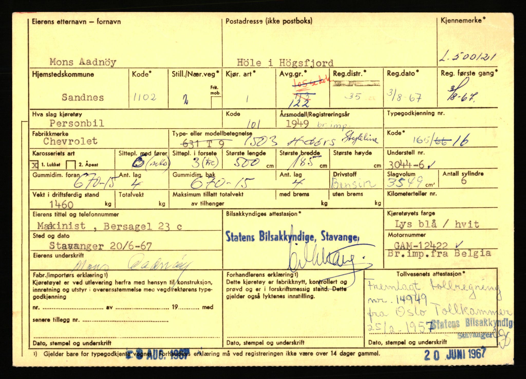 Stavanger trafikkstasjon, AV/SAST-A-101942/0/F/L0077: L-500000 - L-502999, 1930-1971, p. 85