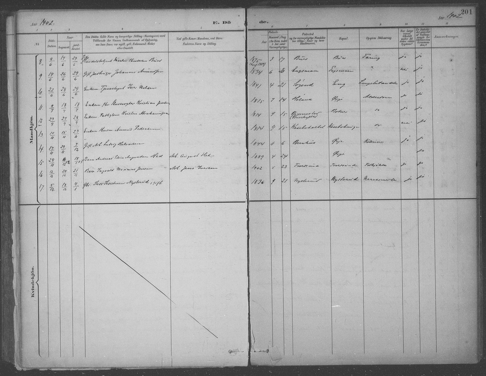 Aremark prestekontor Kirkebøker, SAO/A-10899/F/Fb/L0005: Parish register (official) no. II 5, 1895-1919, p. 201