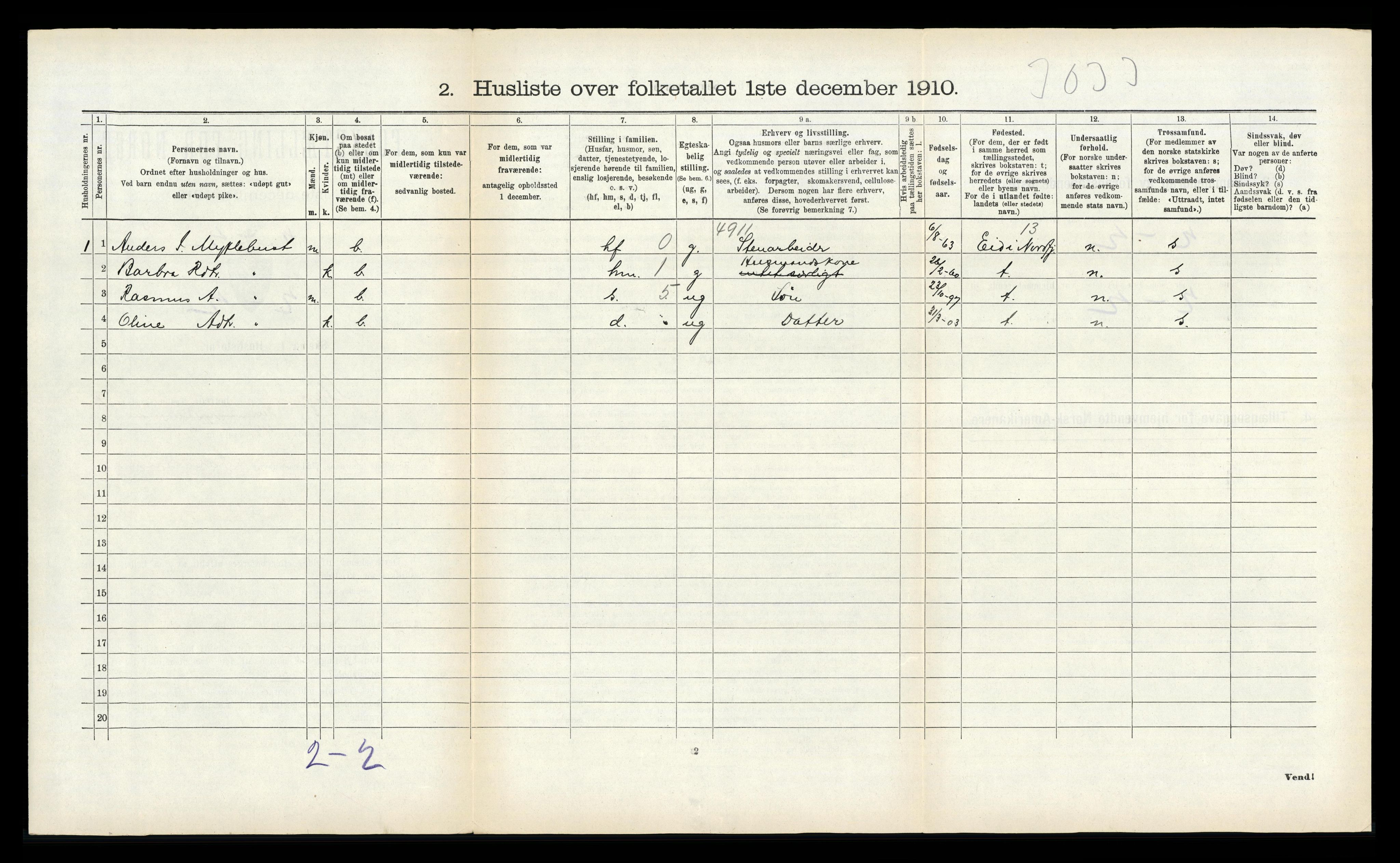 RA, 1910 census for Stryn, 1910, p. 572