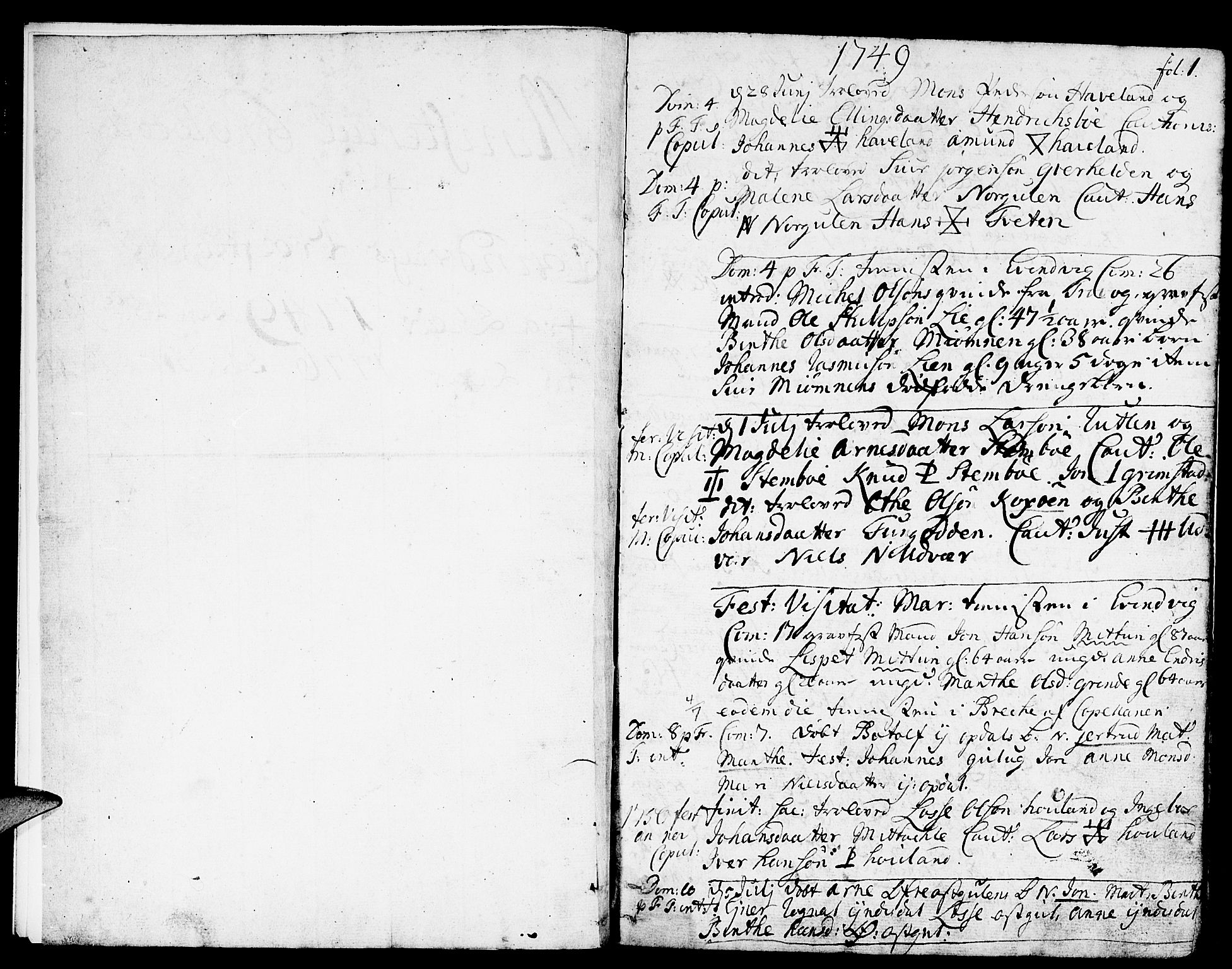 Gulen sokneprestembete, SAB/A-80201/H/Haa/Haaa/L0012: Parish register (official) no. A 12, 1749-1776, p. 1