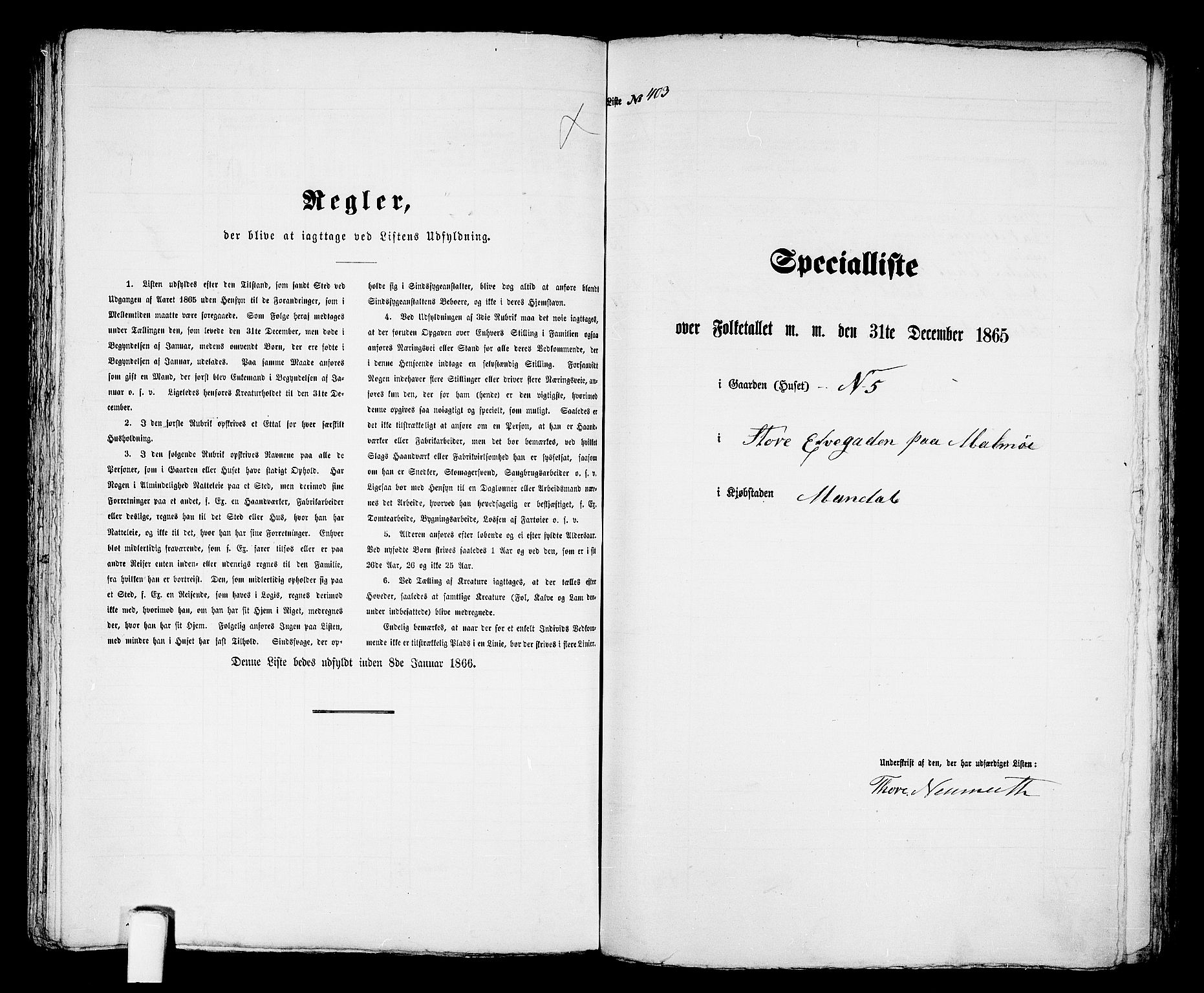 RA, 1865 census for Mandal/Mandal, 1865, p. 814