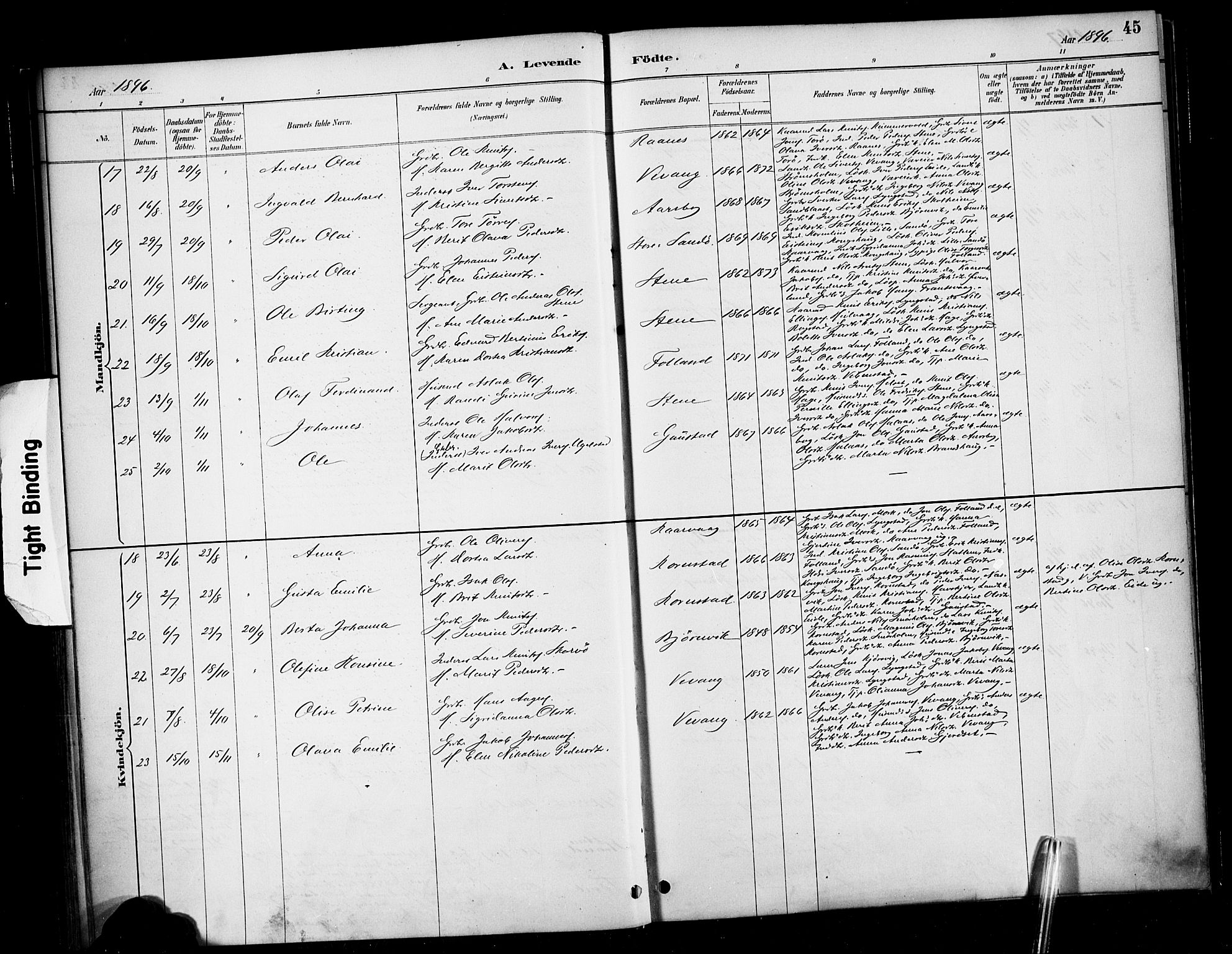 Ministerialprotokoller, klokkerbøker og fødselsregistre - Møre og Romsdal, AV/SAT-A-1454/570/L0832: Parish register (official) no. 570A06, 1885-1900, p. 45