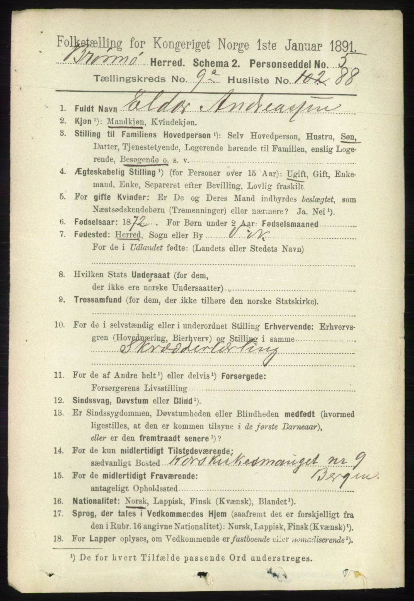 RA, 1891 census for 1814 Brønnøy, 1891, p. 5474