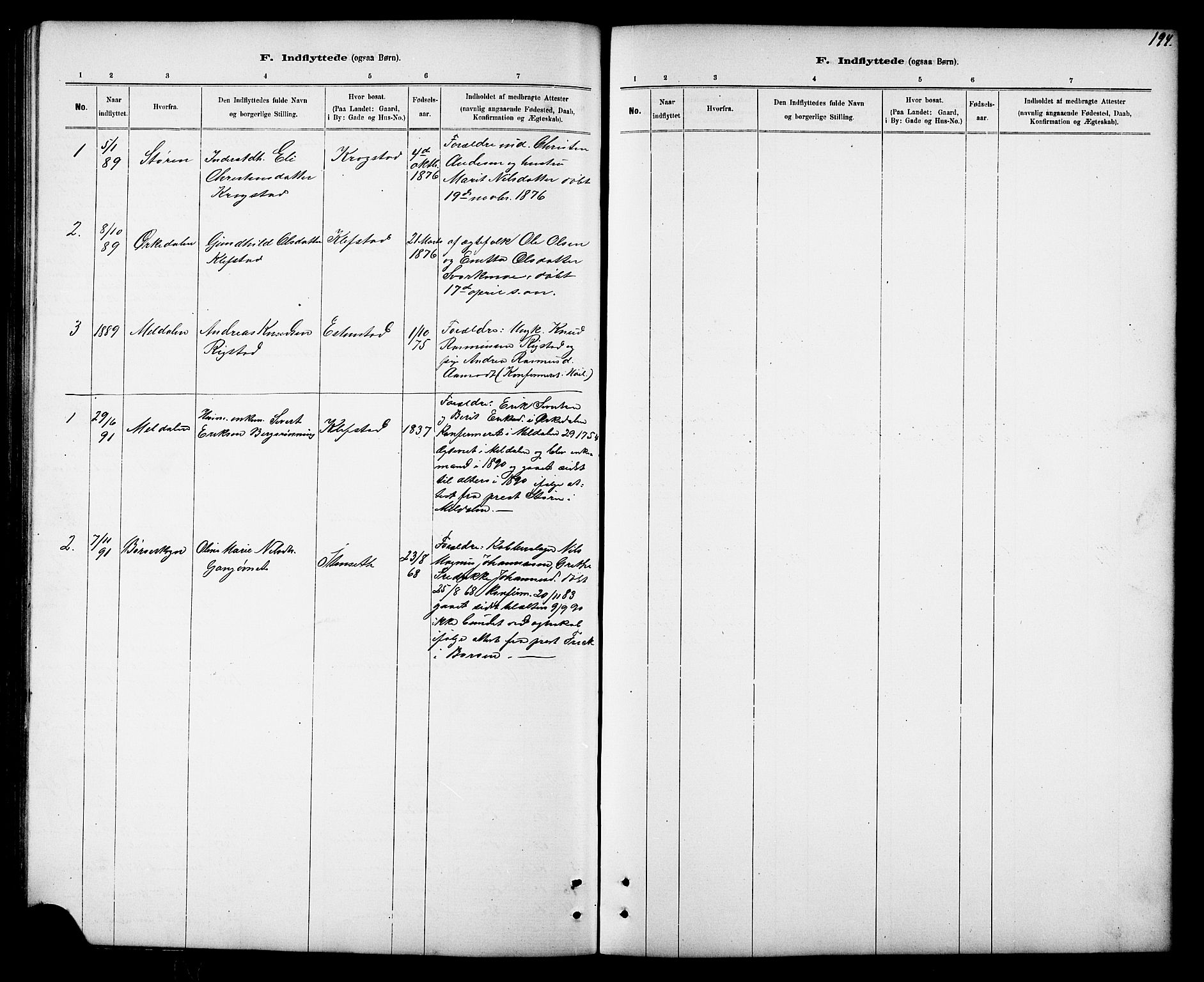 Ministerialprotokoller, klokkerbøker og fødselsregistre - Sør-Trøndelag, SAT/A-1456/694/L1132: Parish register (copy) no. 694C04, 1887-1914, p. 194