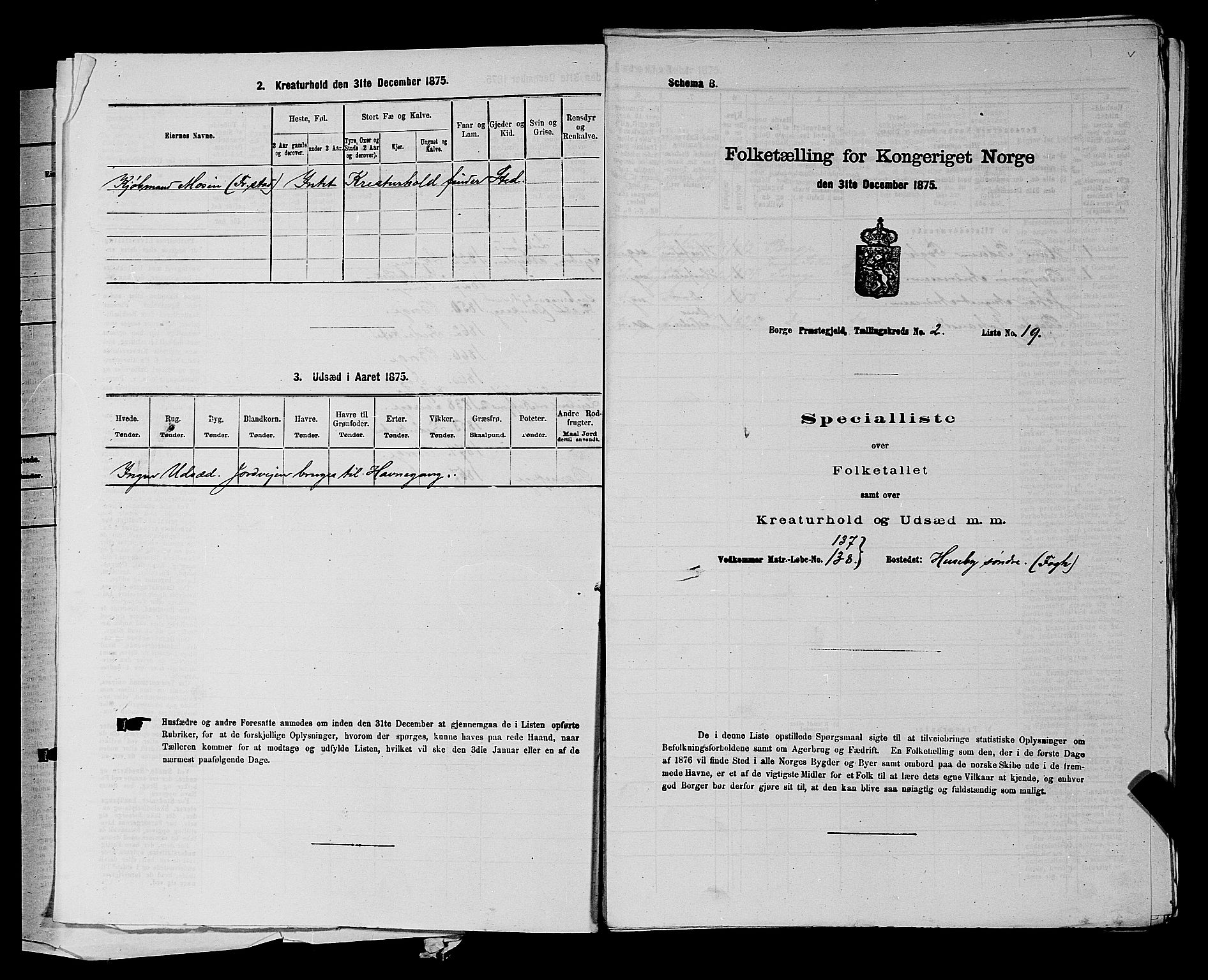 RA, 1875 census for 0113P Borge, 1875, p. 195