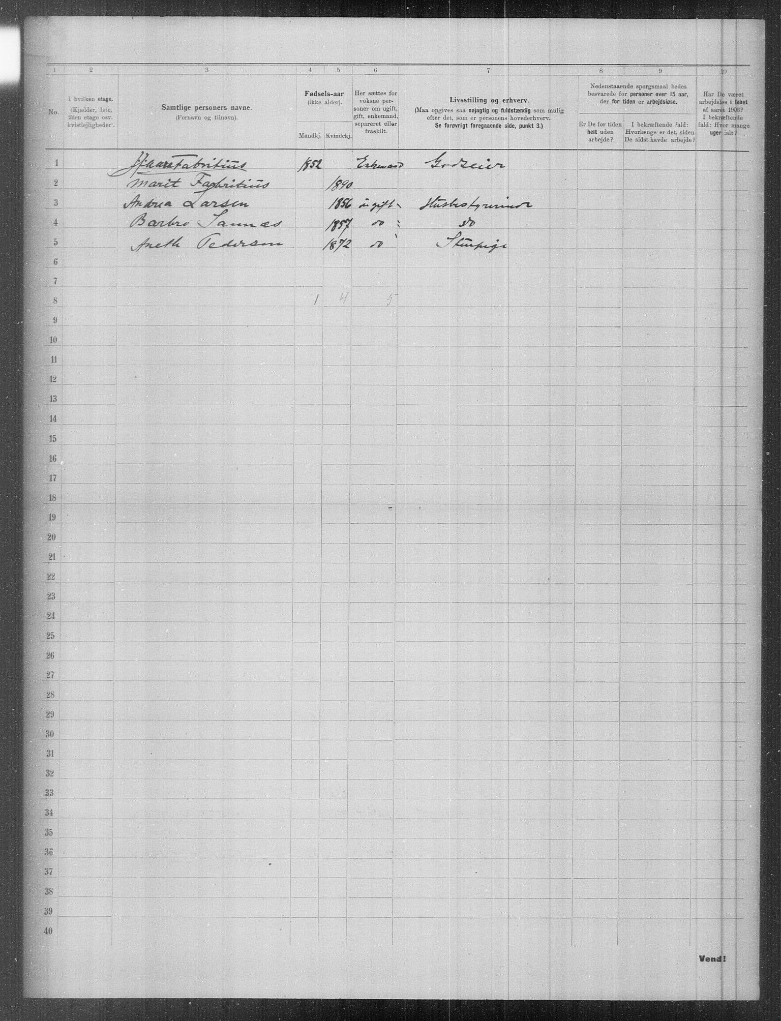 OBA, Municipal Census 1903 for Kristiania, 1903, p. 8693