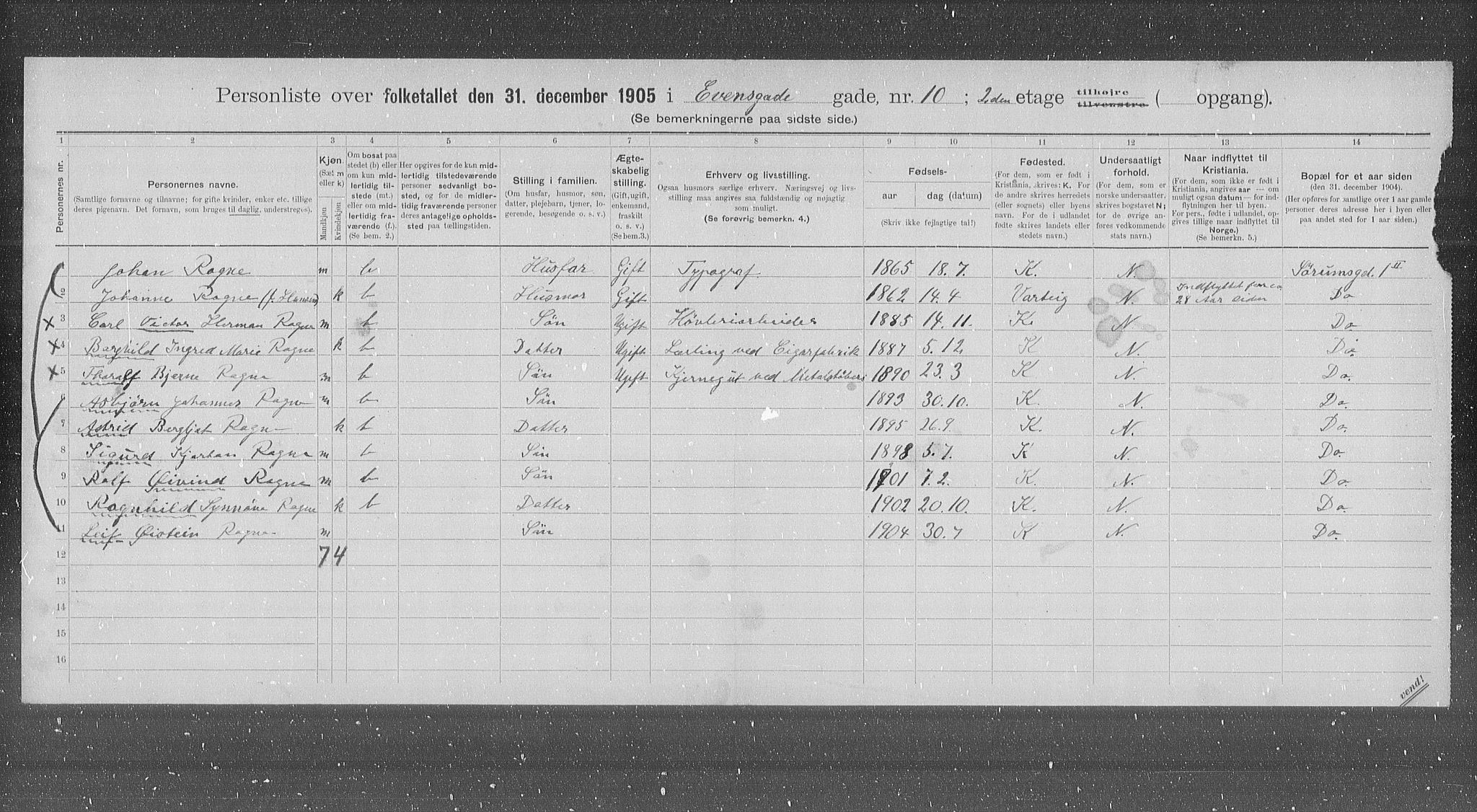 OBA, Municipal Census 1905 for Kristiania, 1905, p. 11868