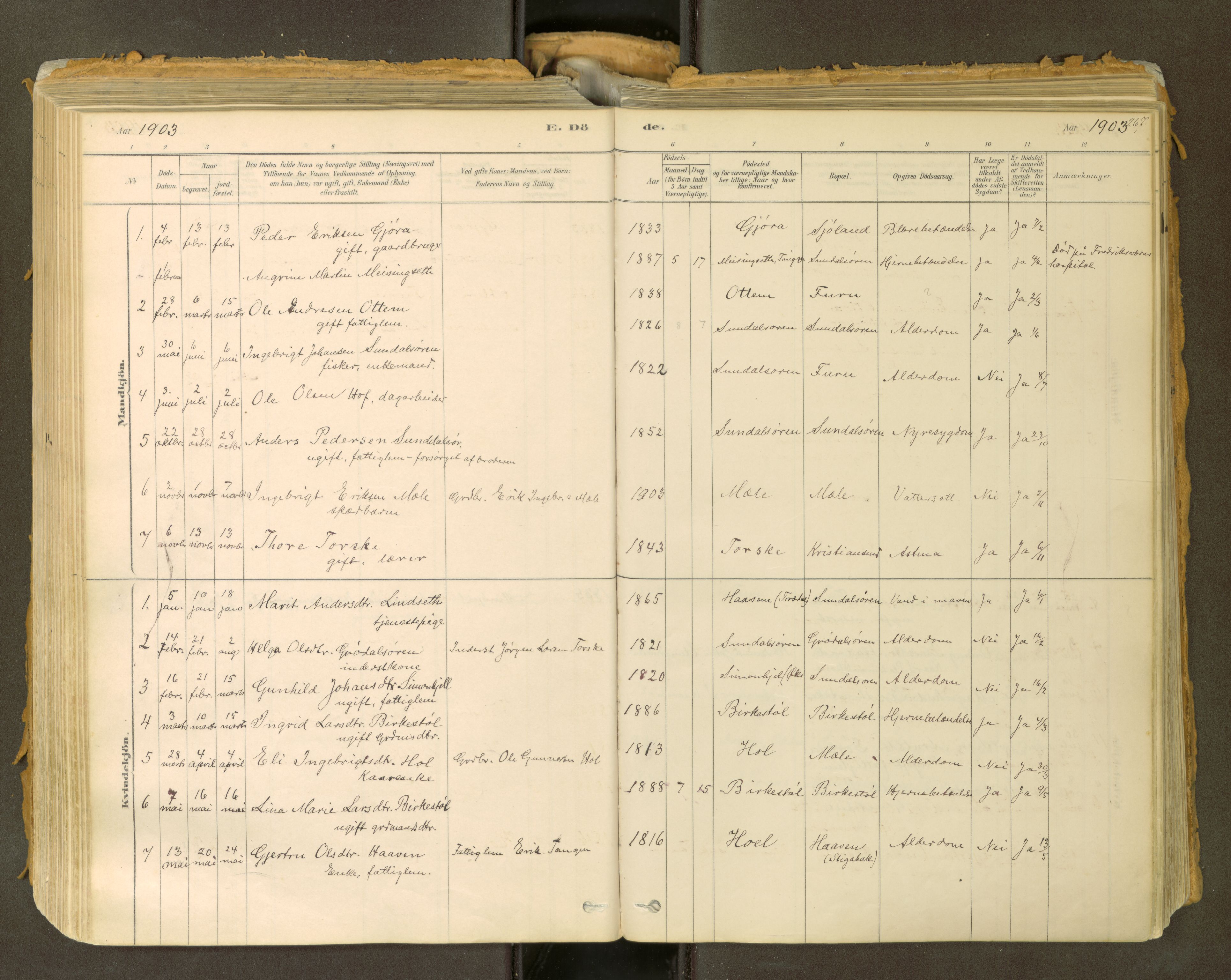 Sunndal sokneprestkontor, SAT/A-1085/1/I/I1/I1a: Parish register (official) no. 2, 1877-1914, p. 267