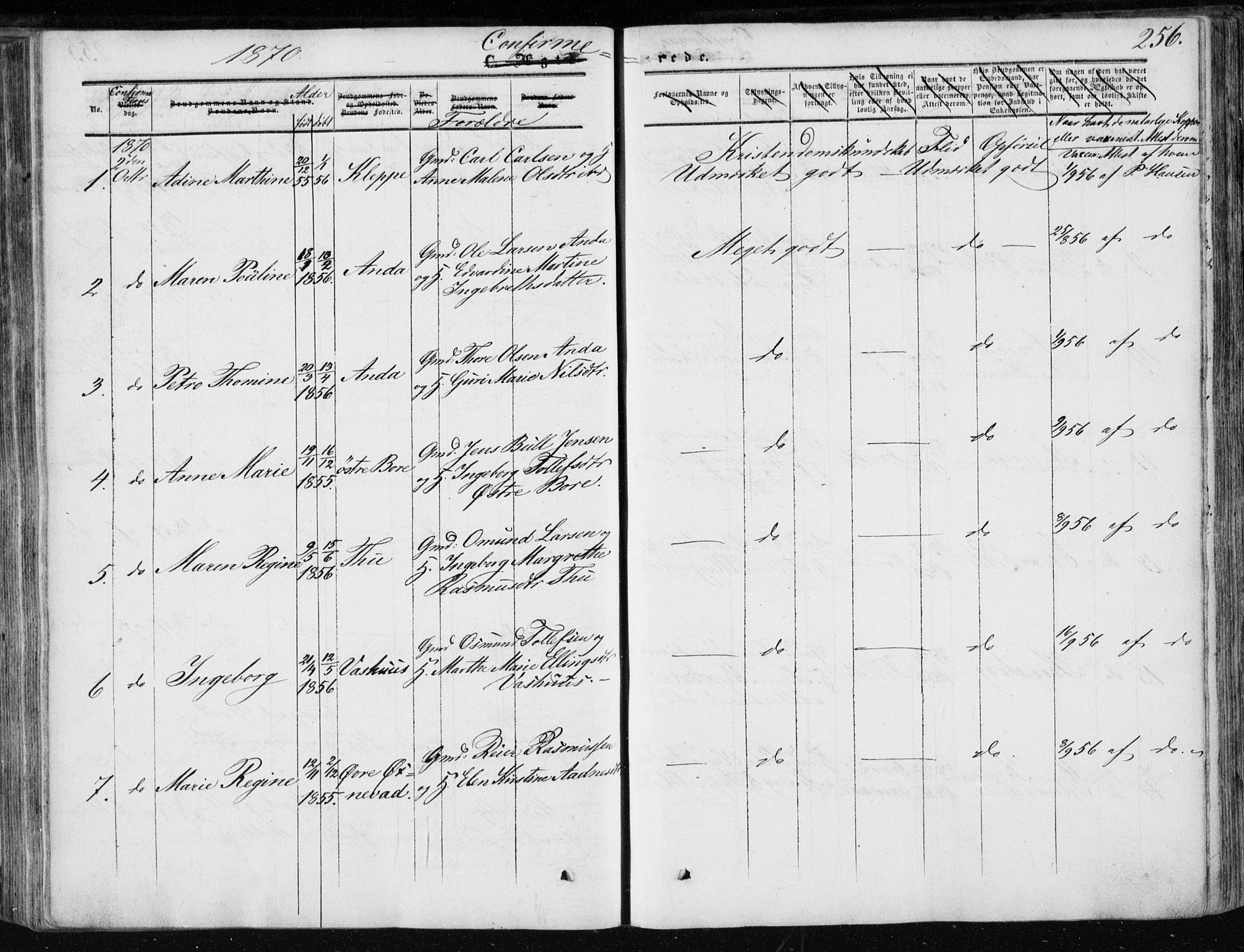 Klepp sokneprestkontor, AV/SAST-A-101803/001/3/30BA/L0005: Parish register (official) no. A 5, 1853-1870, p. 256