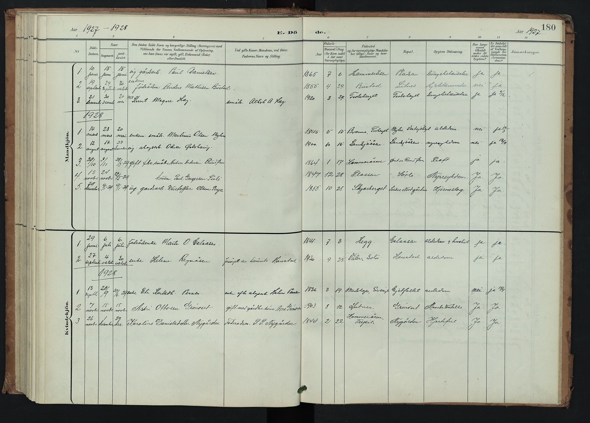 Trysil prestekontor, AV/SAH-PREST-046/H/Ha/Hab/L0008: Parish register (copy) no. 8, 1900-1950, p. 180