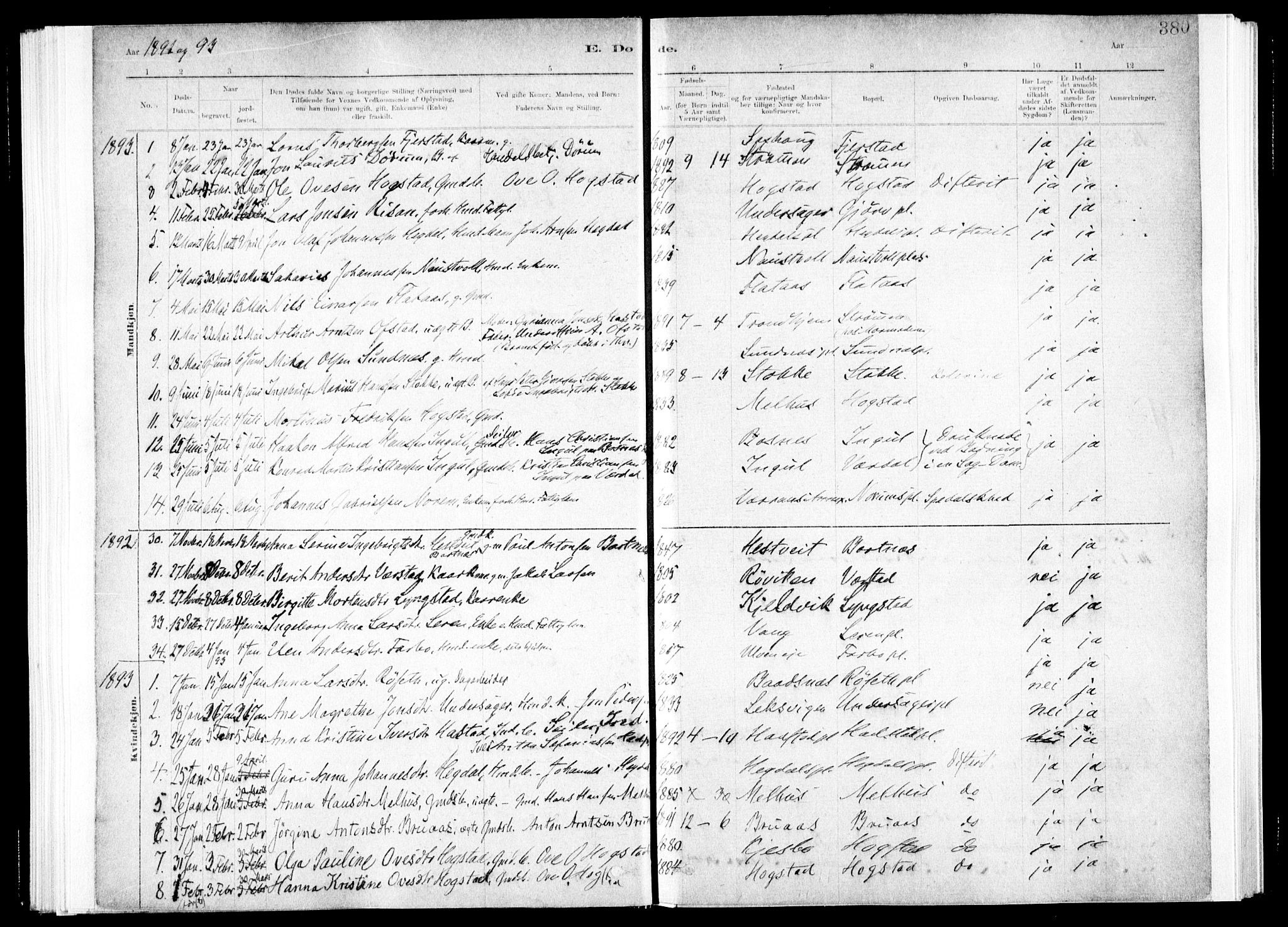 Ministerialprotokoller, klokkerbøker og fødselsregistre - Nord-Trøndelag, SAT/A-1458/730/L0285: Parish register (official) no. 730A10, 1879-1914, p. 380