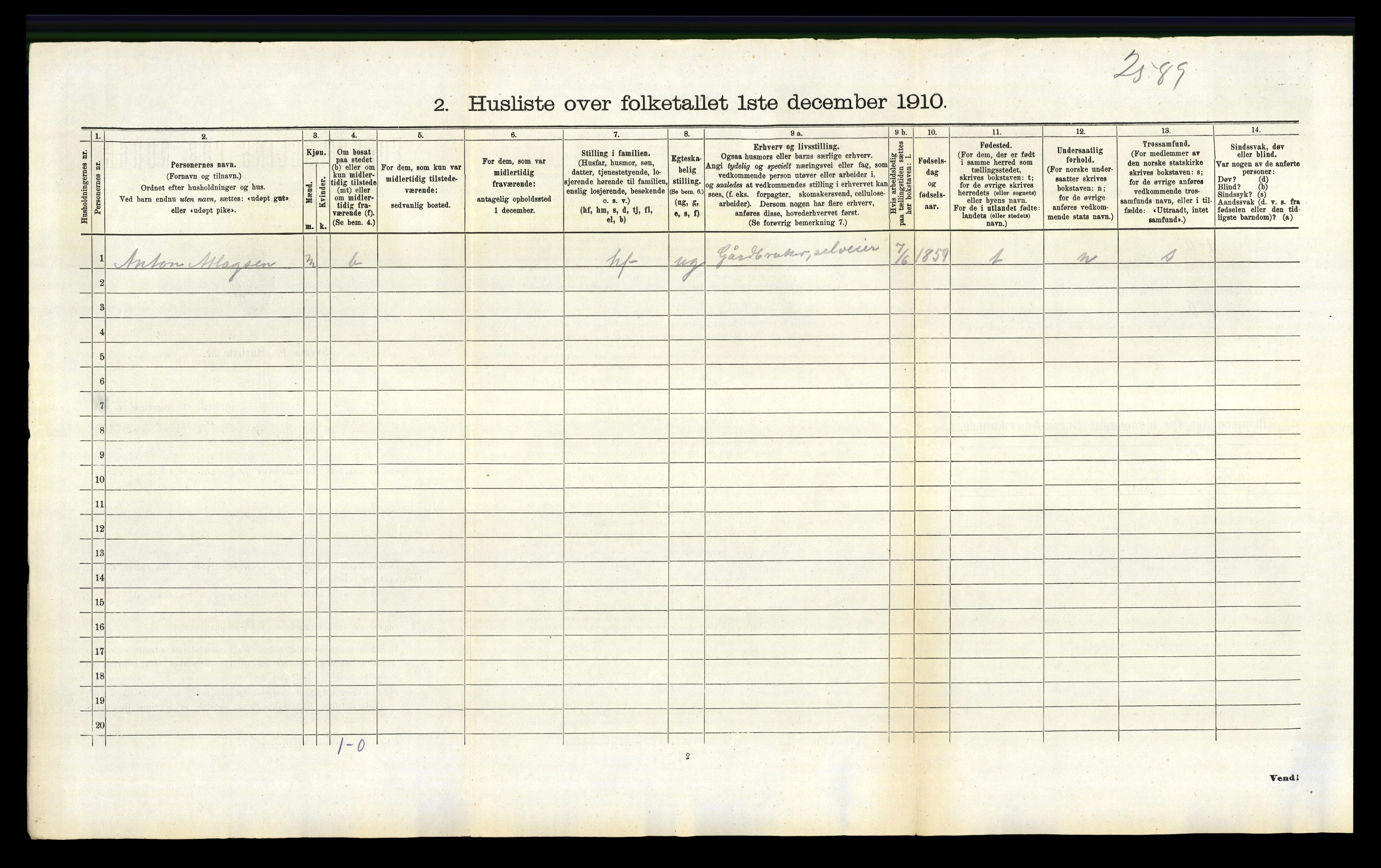 RA, 1910 census for Eigersund, 1910, p. 877