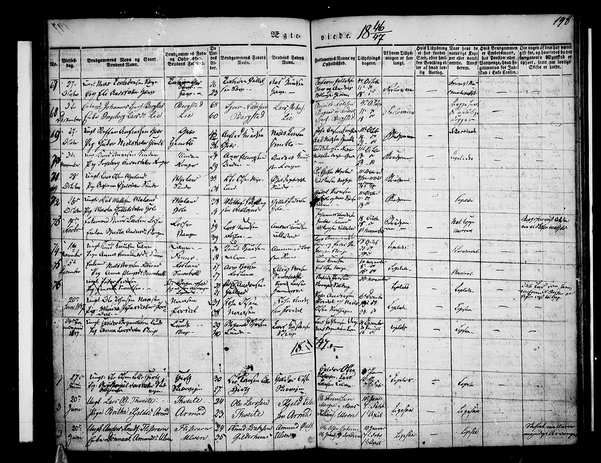 Voss sokneprestembete, SAB/A-79001/H/Haa: Parish register (official) no. A 13, 1836-1851, p. 198
