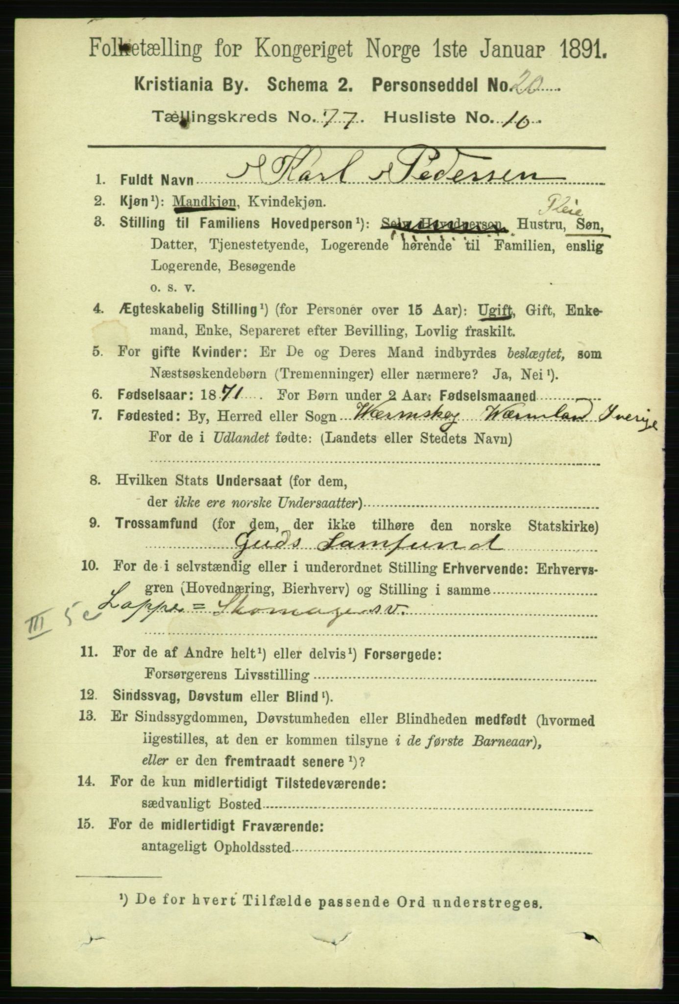 RA, 1891 census for 0301 Kristiania, 1891, p. 40861