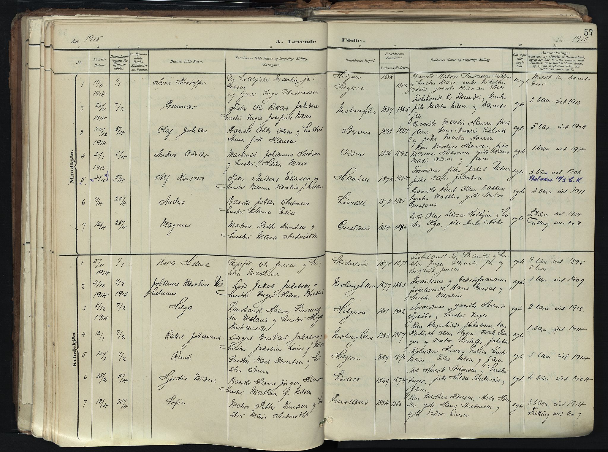 Brunlanes kirkebøker, SAKO/A-342/F/Fb/L0003: Parish register (official) no. II 3, 1900-1922, p. 57