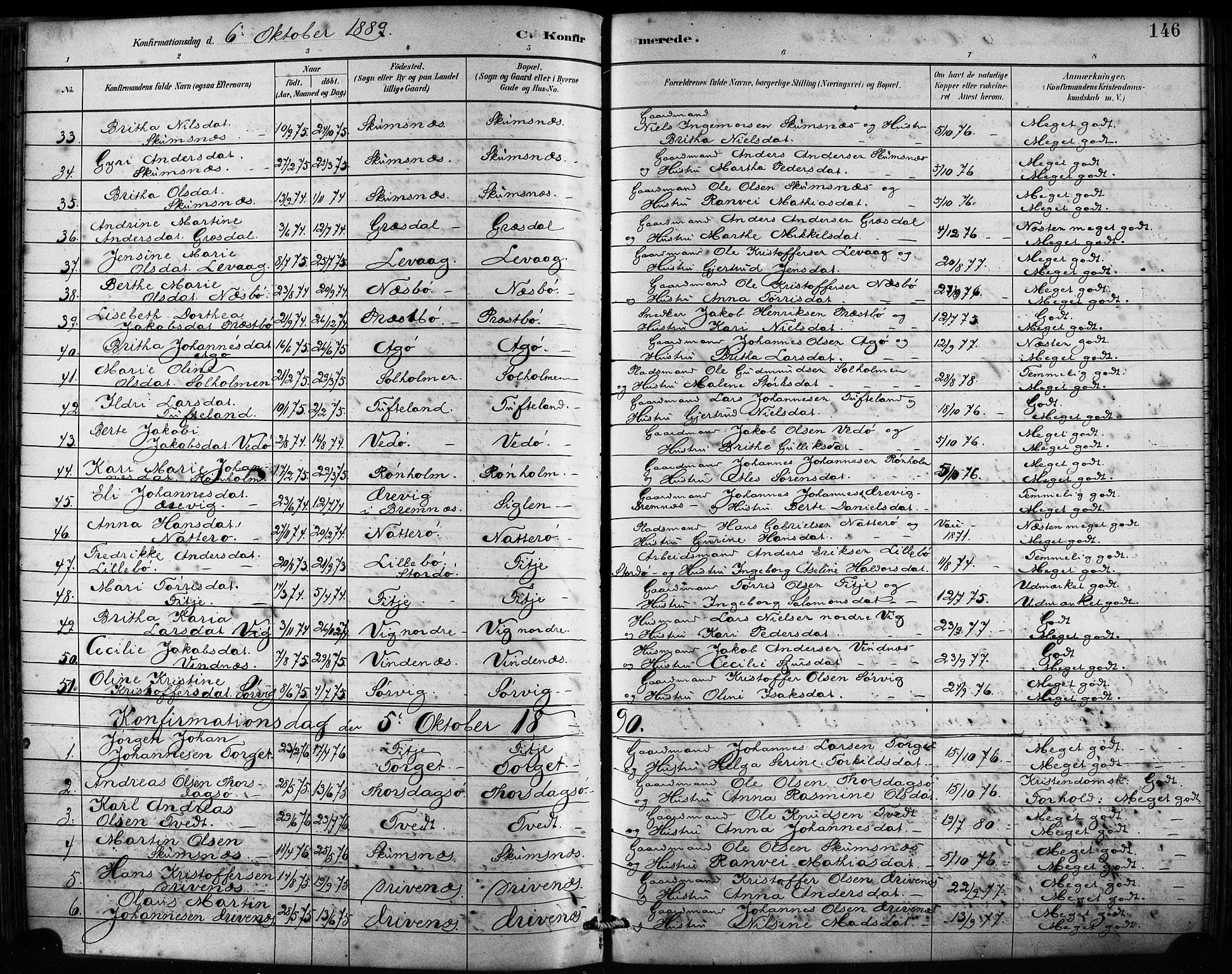 Fitjar sokneprestembete, SAB/A-99926: Parish register (official) no. A 2, 1882-1899, p. 146