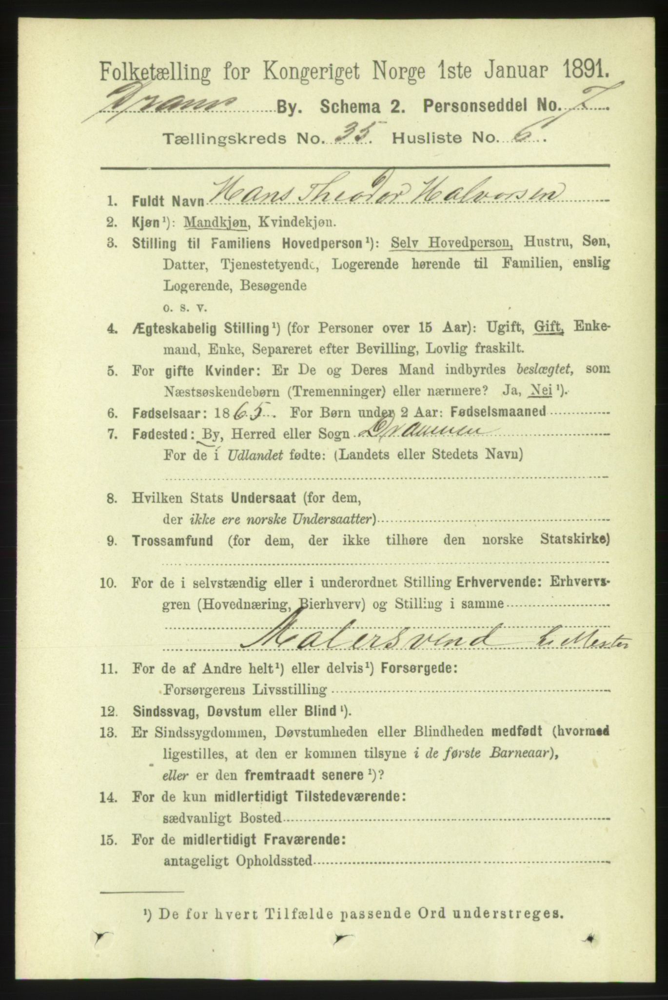 RA, 1891 census for 0602 Drammen, 1891, p. 21120