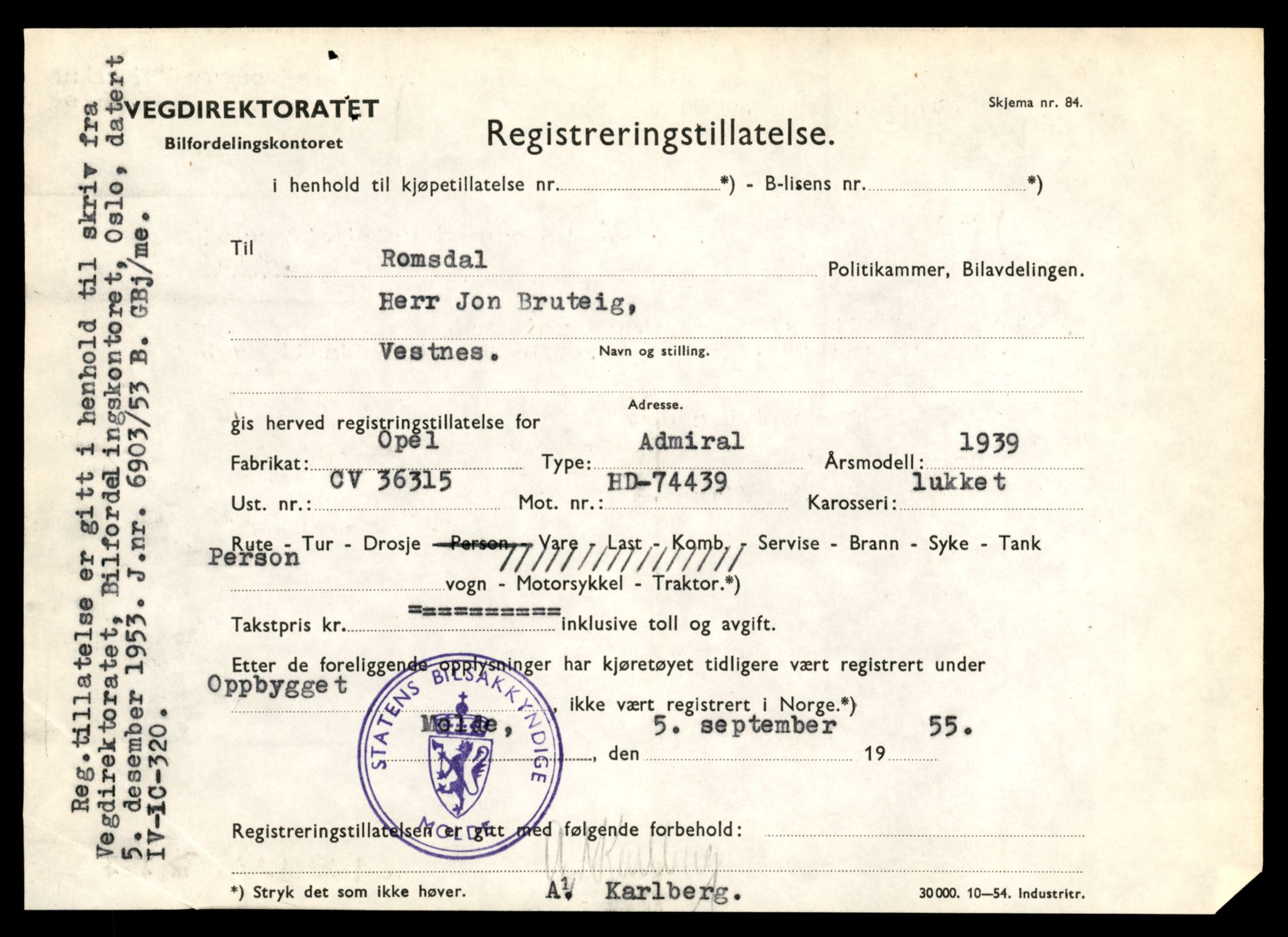 Møre og Romsdal vegkontor - Ålesund trafikkstasjon, AV/SAT-A-4099/F/Fe/L0049: Registreringskort for kjøretøy T 14864 - T 18613, 1927-1998, p. 2087
