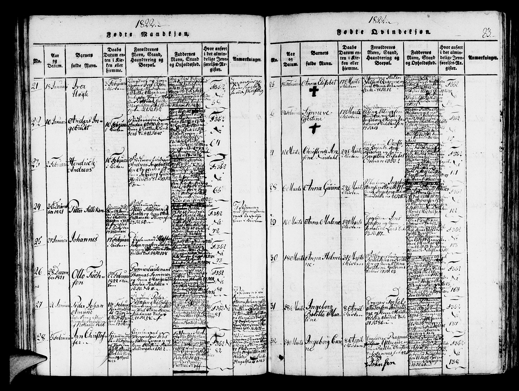 Korskirken sokneprestembete, AV/SAB-A-76101/H/Haa/L0013: Parish register (official) no. A 13, 1815-1822, p. 83