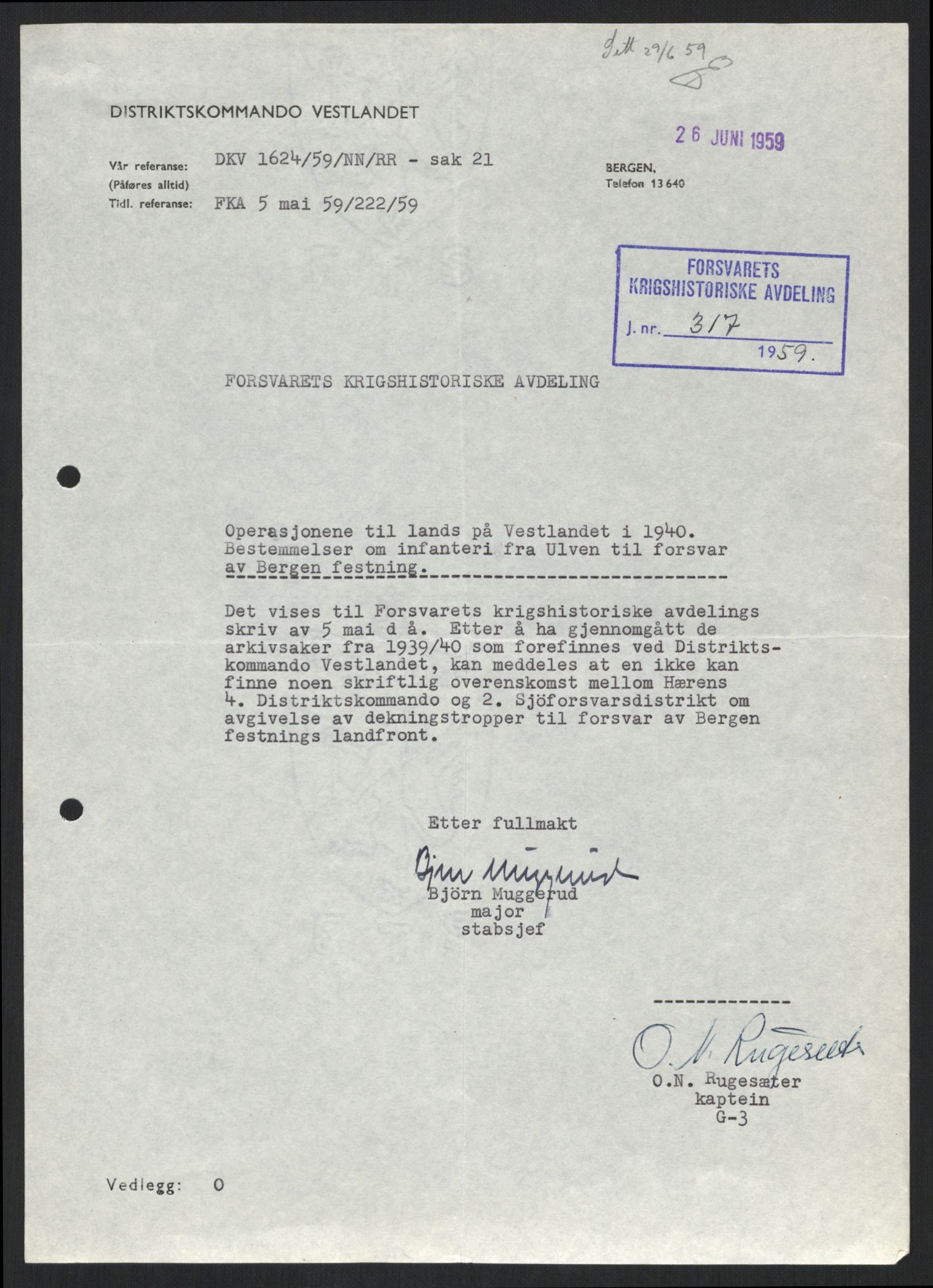 Forsvaret, Forsvarets krigshistoriske avdeling, AV/RA-RAFA-2017/Y/Yb/L0100: II-C-11-401-402  -  4. Divisjon., 1940-1962, p. 488