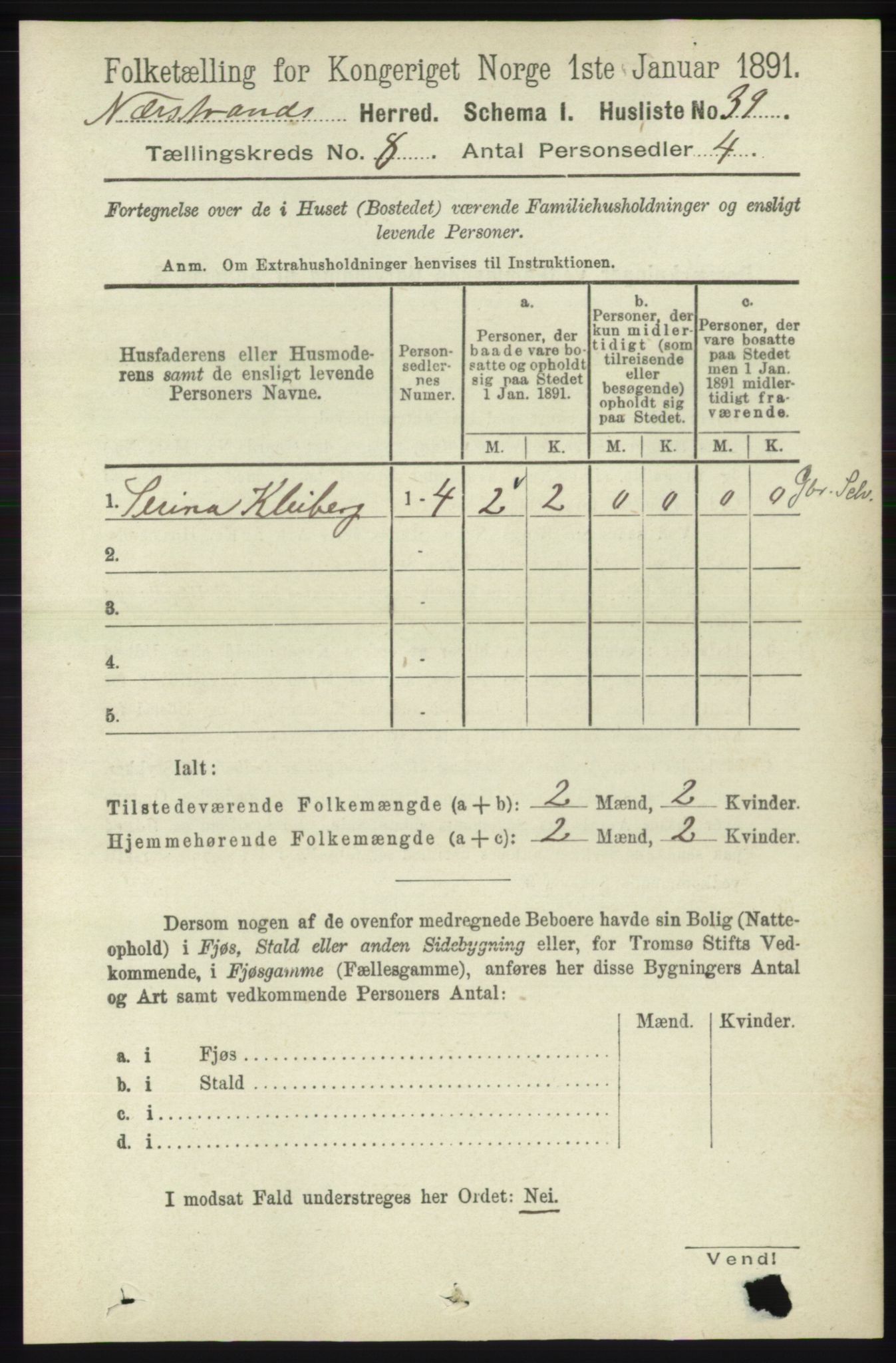 RA, 1891 census for 1139 Nedstrand, 1891, p. 1428