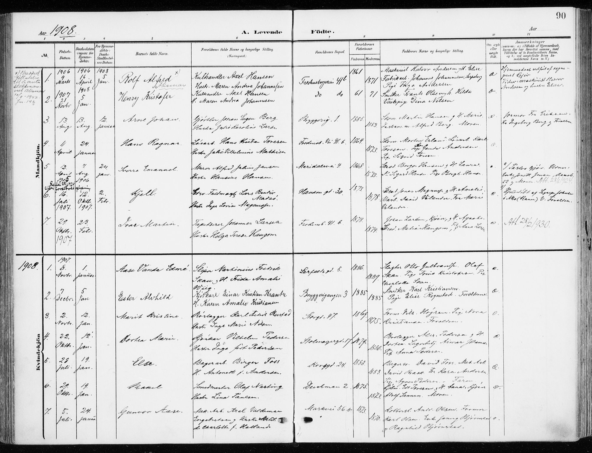 Jakob prestekontor Kirkebøker, SAO/A-10850/F/Fa/L0005b: Parish register (official) no. 5b, 1904-1922, p. 90