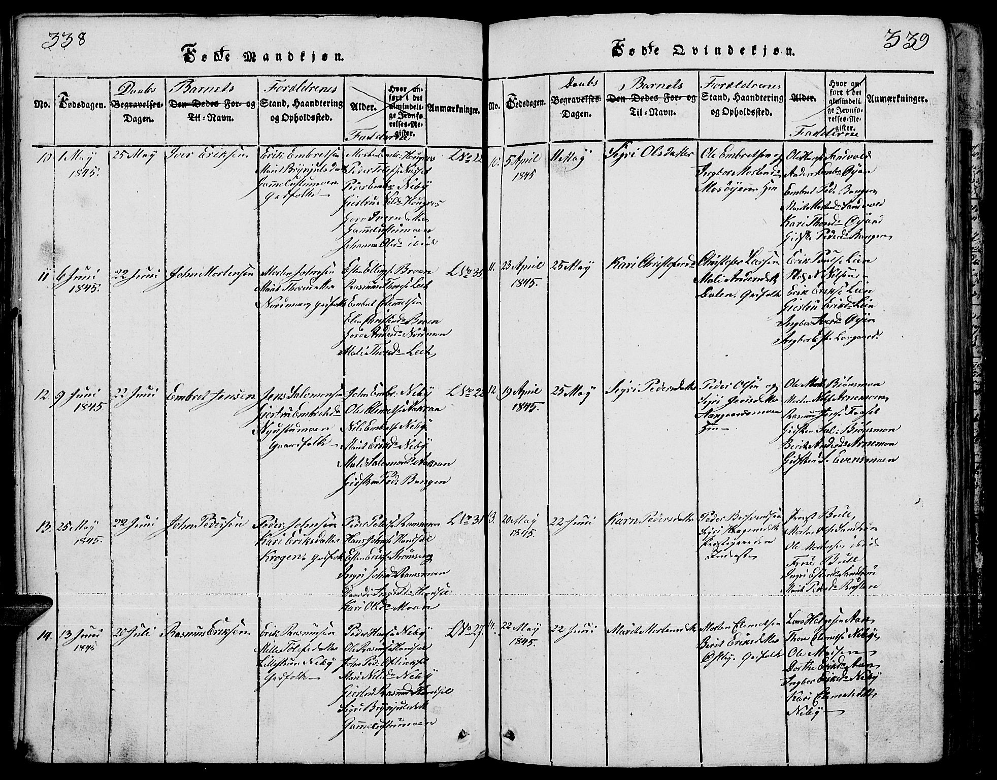 Tynset prestekontor, SAH/PREST-058/H/Ha/Hab/L0001: Parish register (copy) no. 1, 1814-1859, p. 338-339