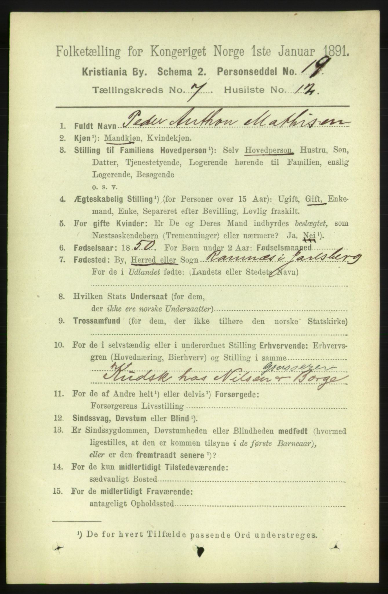 RA, 1891 census for 0301 Kristiania, 1891, p. 2904