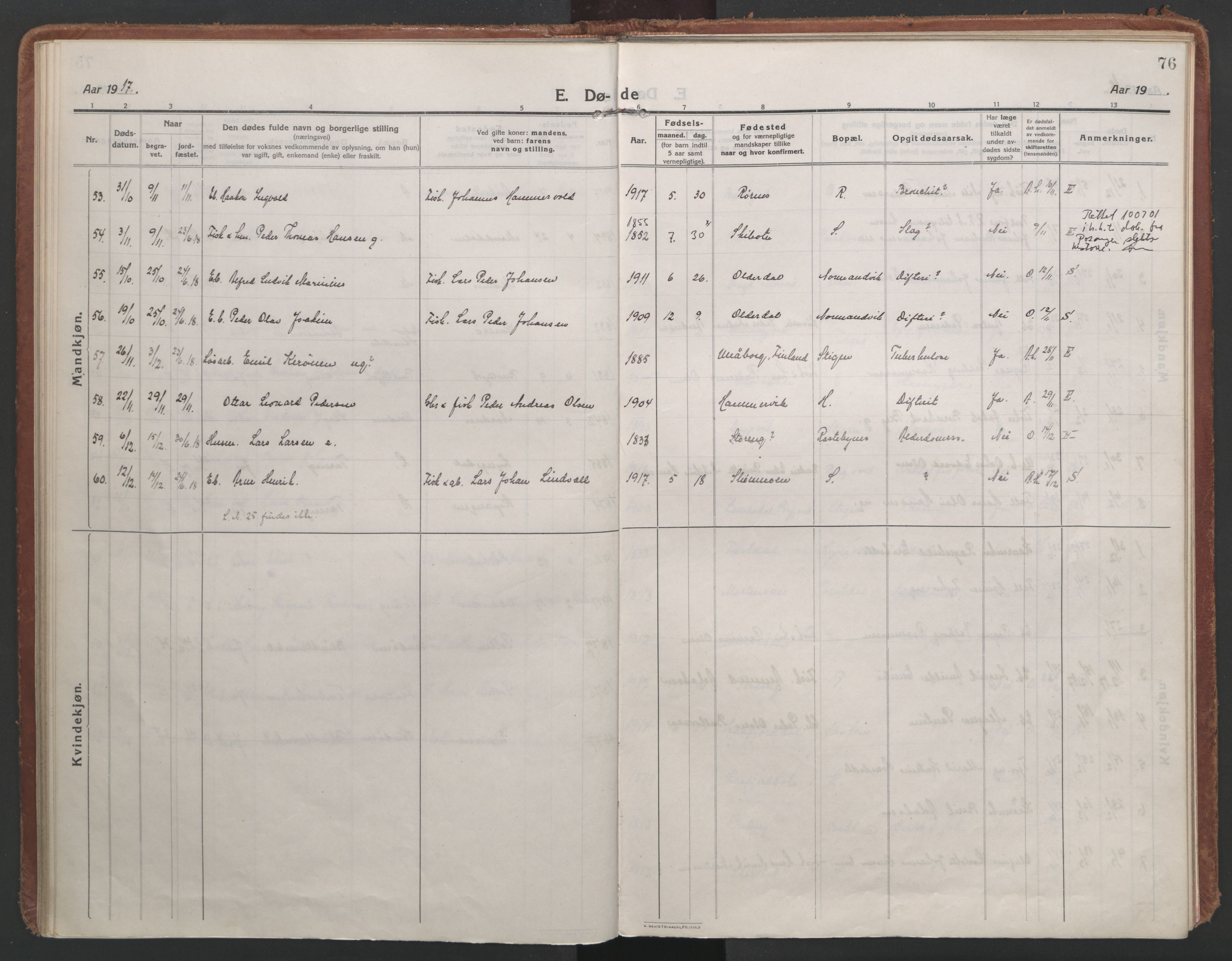 Lyngen sokneprestembete, AV/SATØ-S-1289/H/He/Hea/L0013kirke: Parish register (official) no. 13, 1914-1923, p. 76