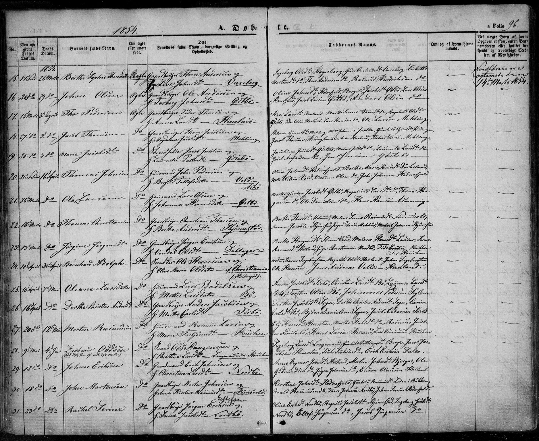 Rennesøy sokneprestkontor, SAST/A -101827/H/Ha/Haa/L0005: Parish register (official) no. A 5, 1838-1859, p. 96