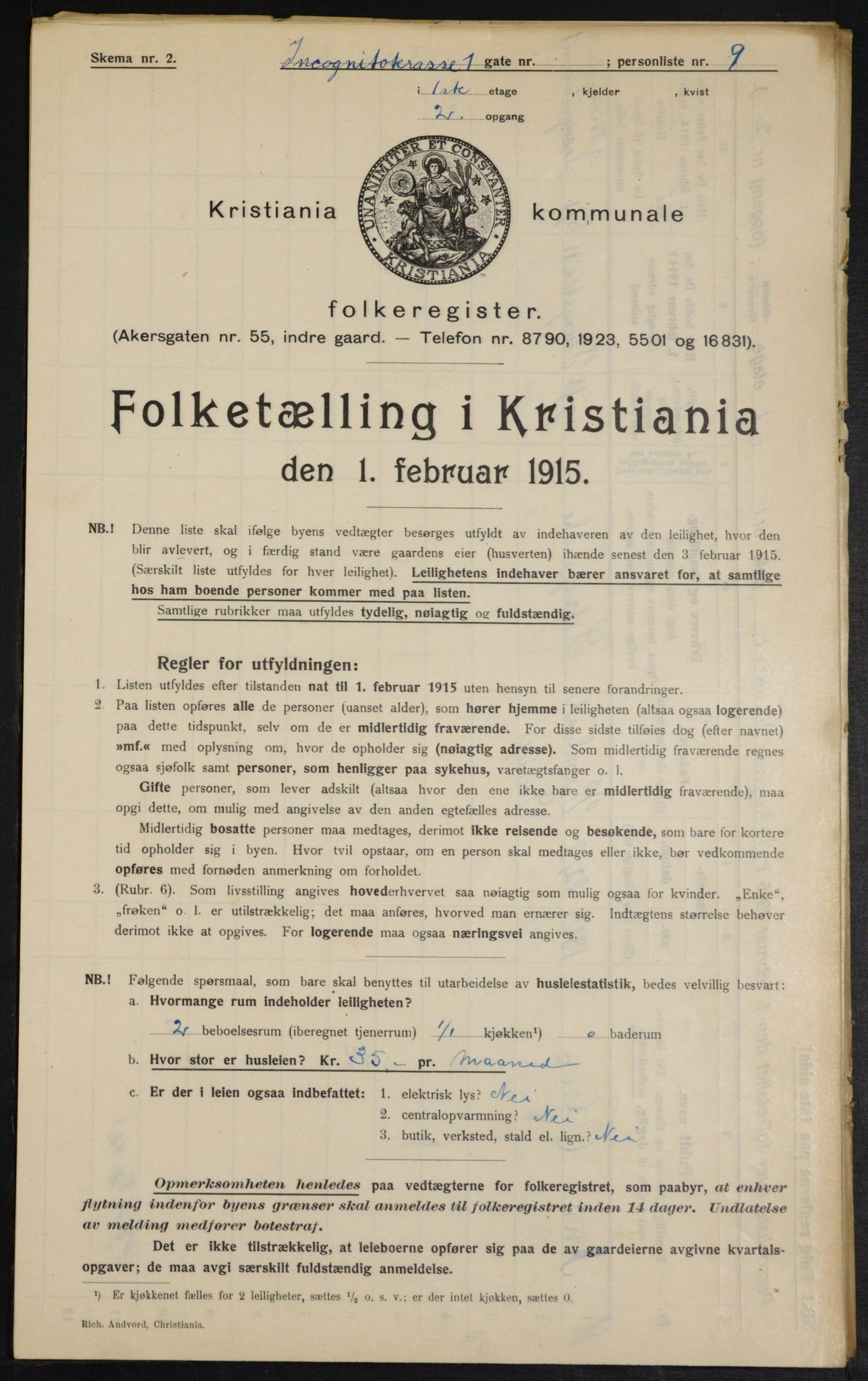 OBA, Municipal Census 1915 for Kristiania, 1915, p. 43813